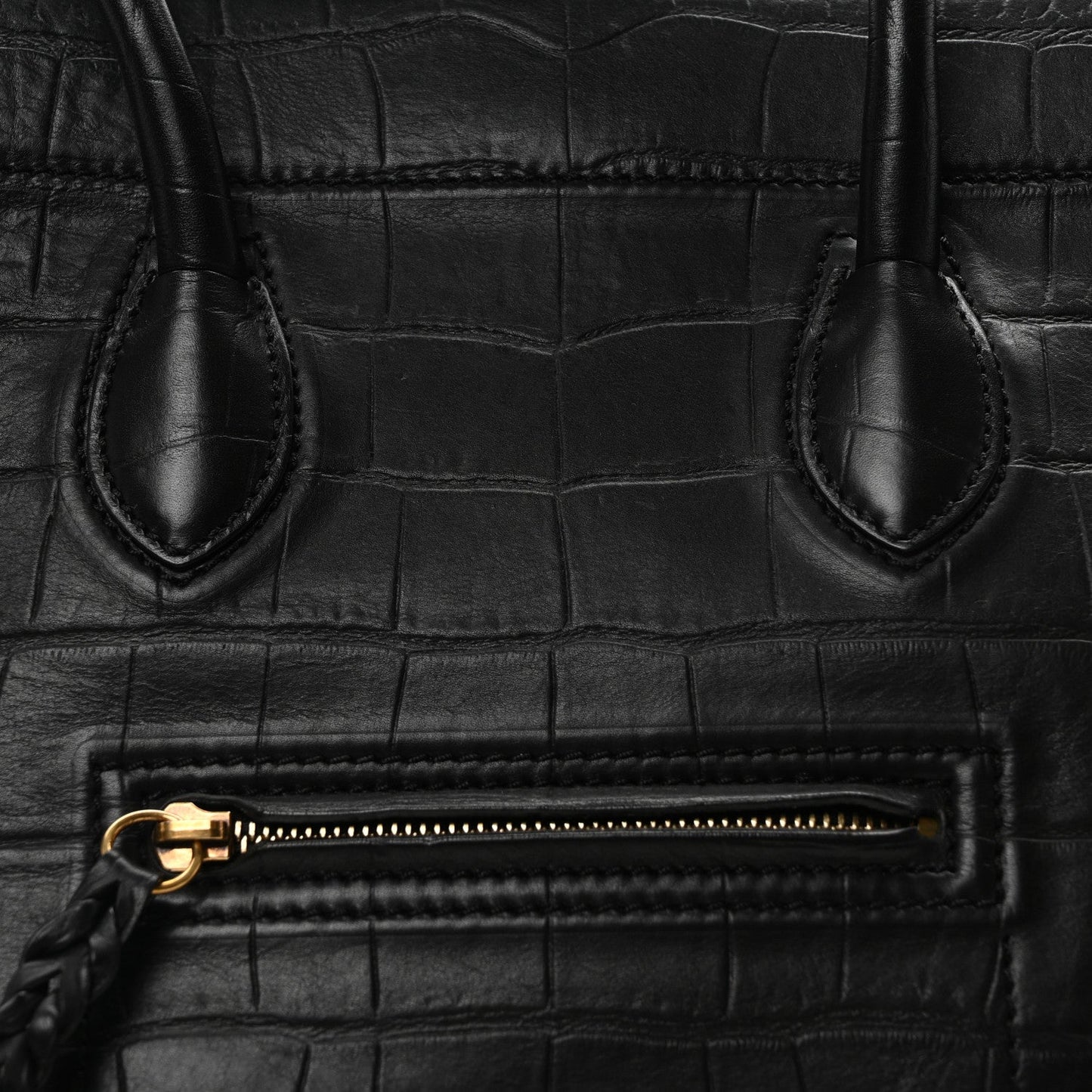 Crocodile Embossed Calfskin Medium Phantom Luggage Black