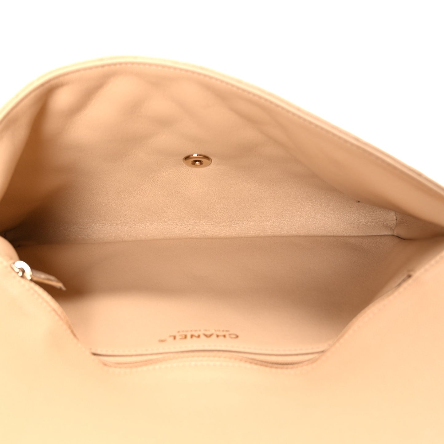 Caviar Quilted Flap Clutch Beige
