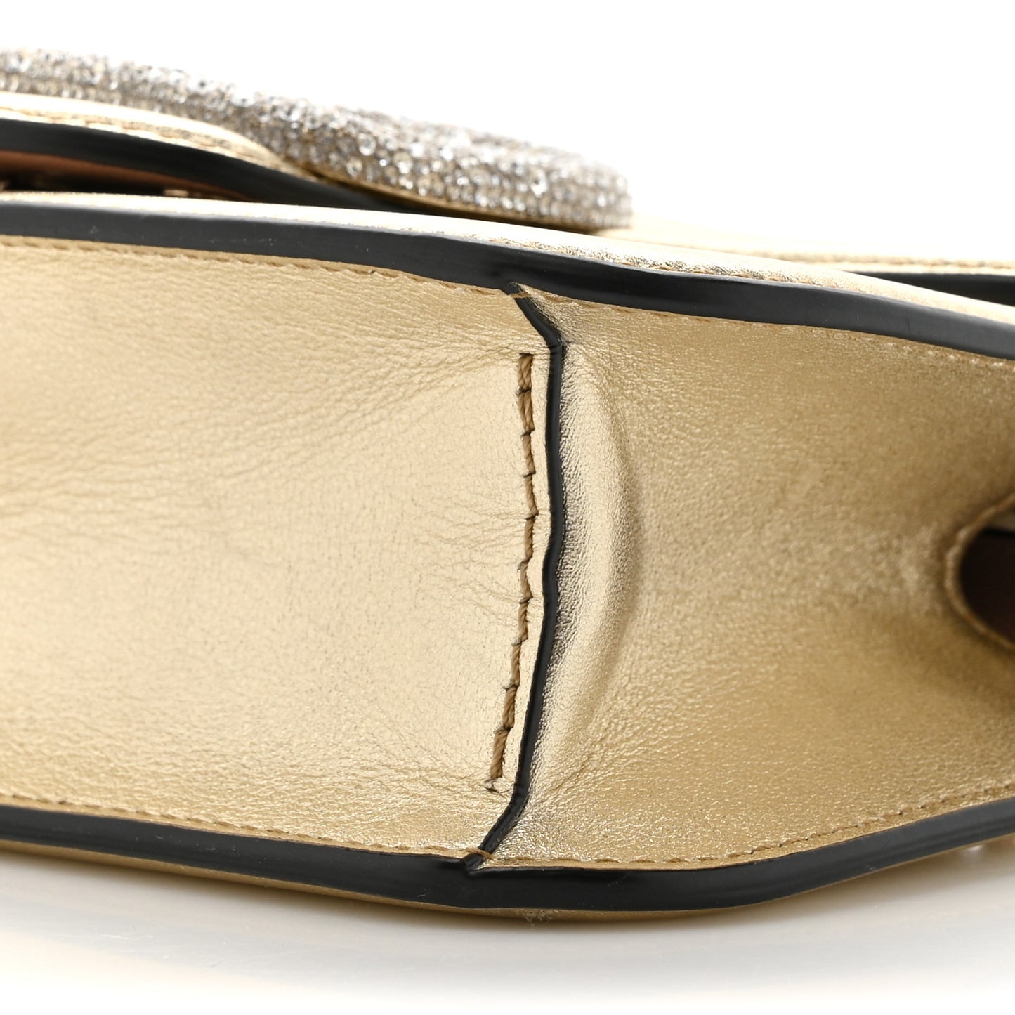 Metallic Calfskin Crystal Vlogo Small Loco Shoulder Bag Platino