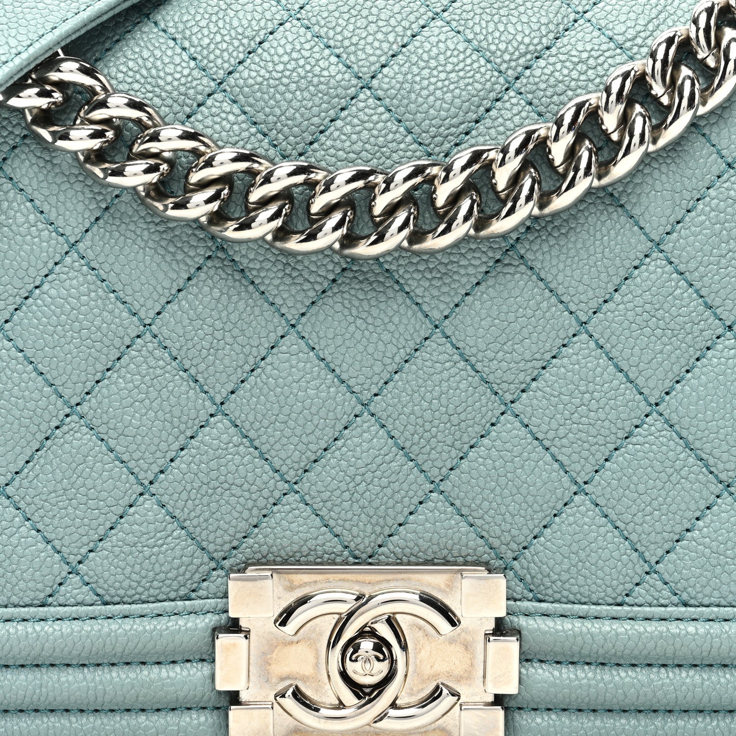 Chanel Caviar Quilted Medium Boy Flap Light Blue 9 of 11