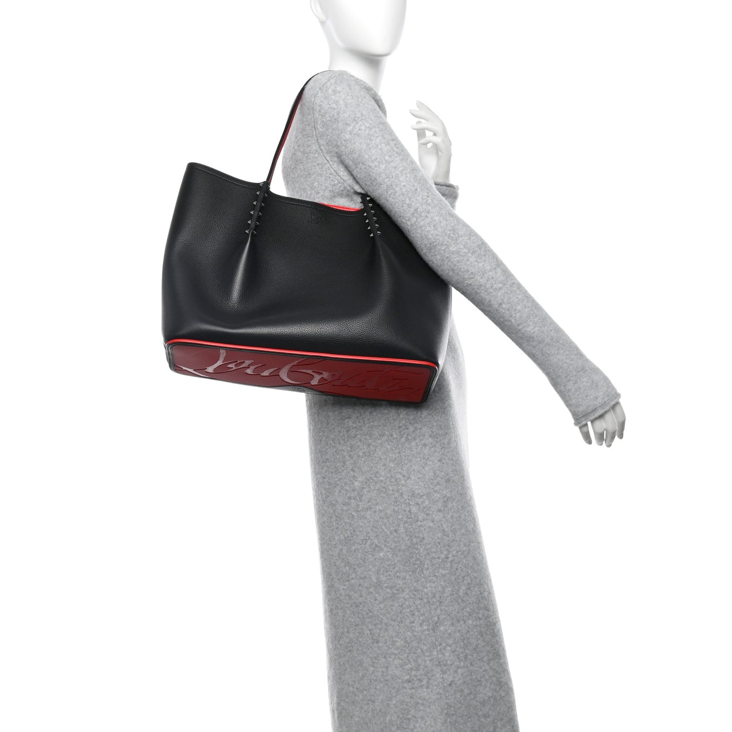 Calfskin Spiked Large Cabarock Shopper Tote Black