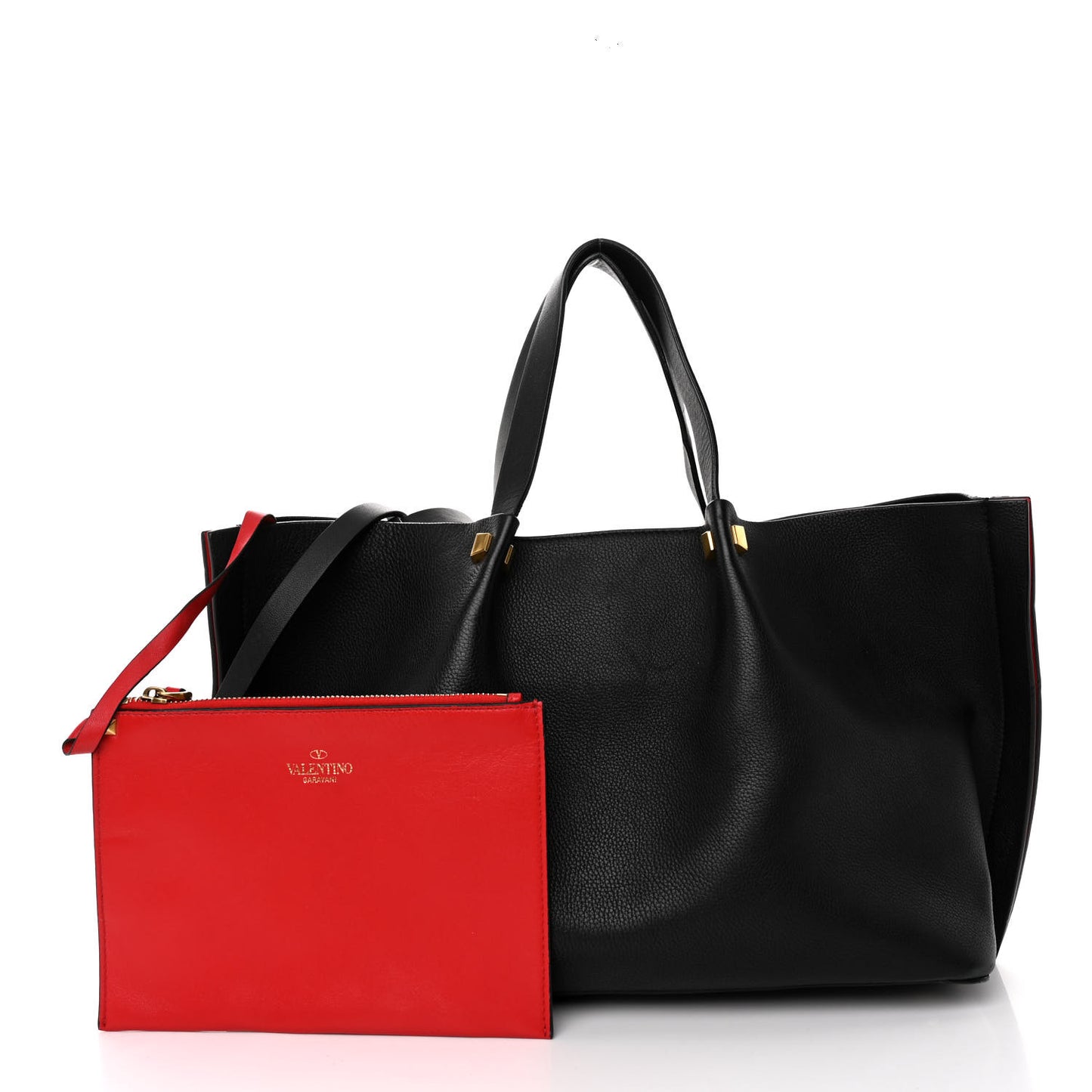 Grainy Calfskin Medium VLogo Escape Shopper Black