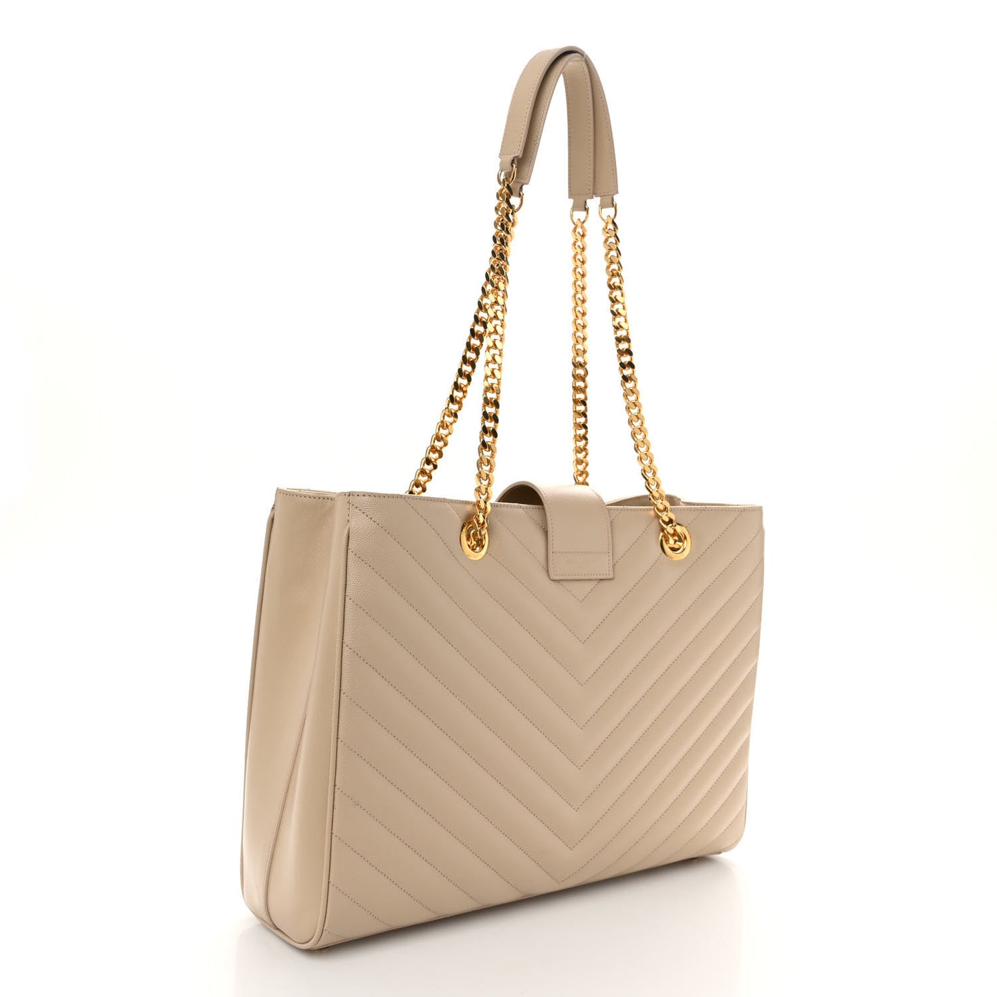 Grain De Poudre Matelasse Chevron Monogram Shopping Bag Nude Powder
