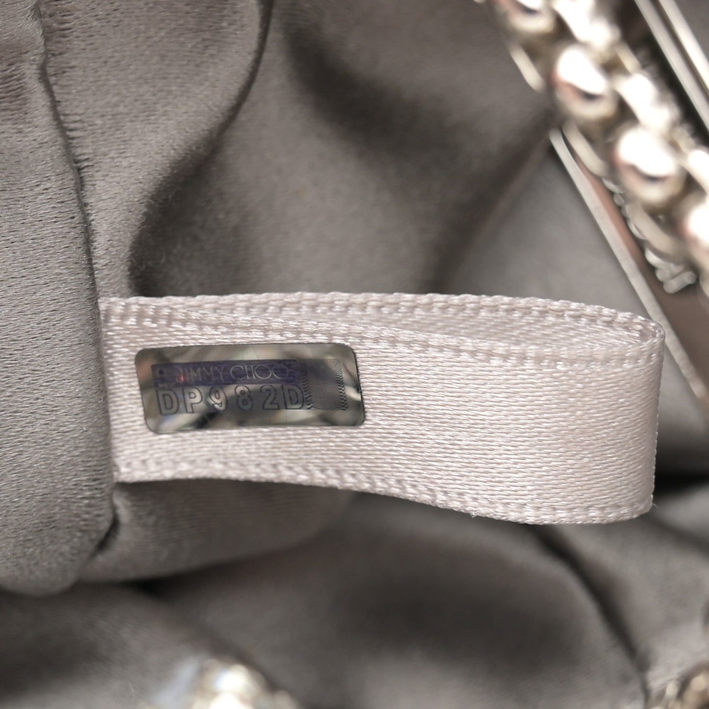 Satin Crystal Embellished Micro Bon Bon Bag Silver