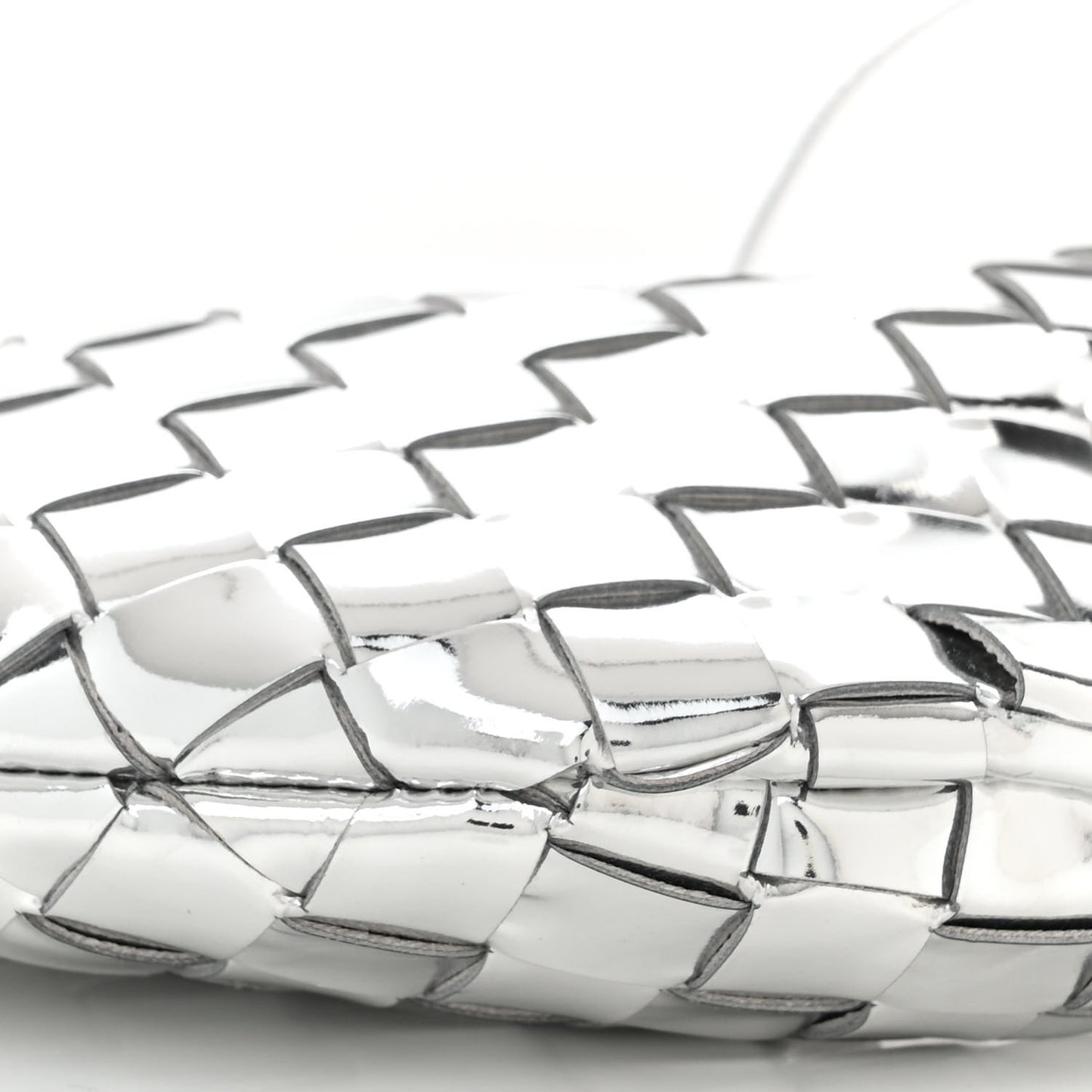 Mirror Laminated Nappa Intrecciato Mini Sardine Bag Silver