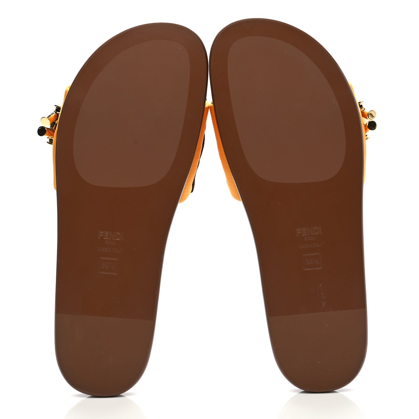 Satin Fendi Feel Slide Sandals 39.5 Orange