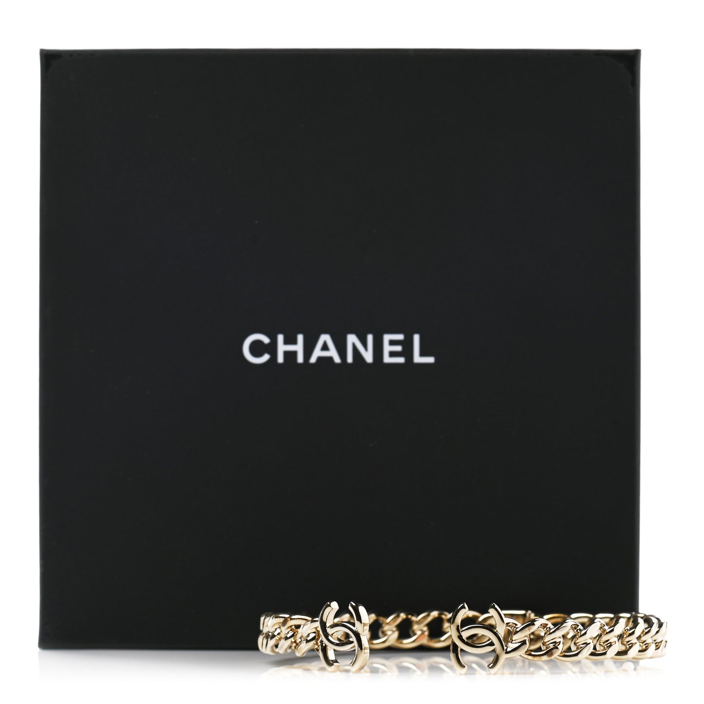 Metal CC Chain Link Choker Necklace M Gold