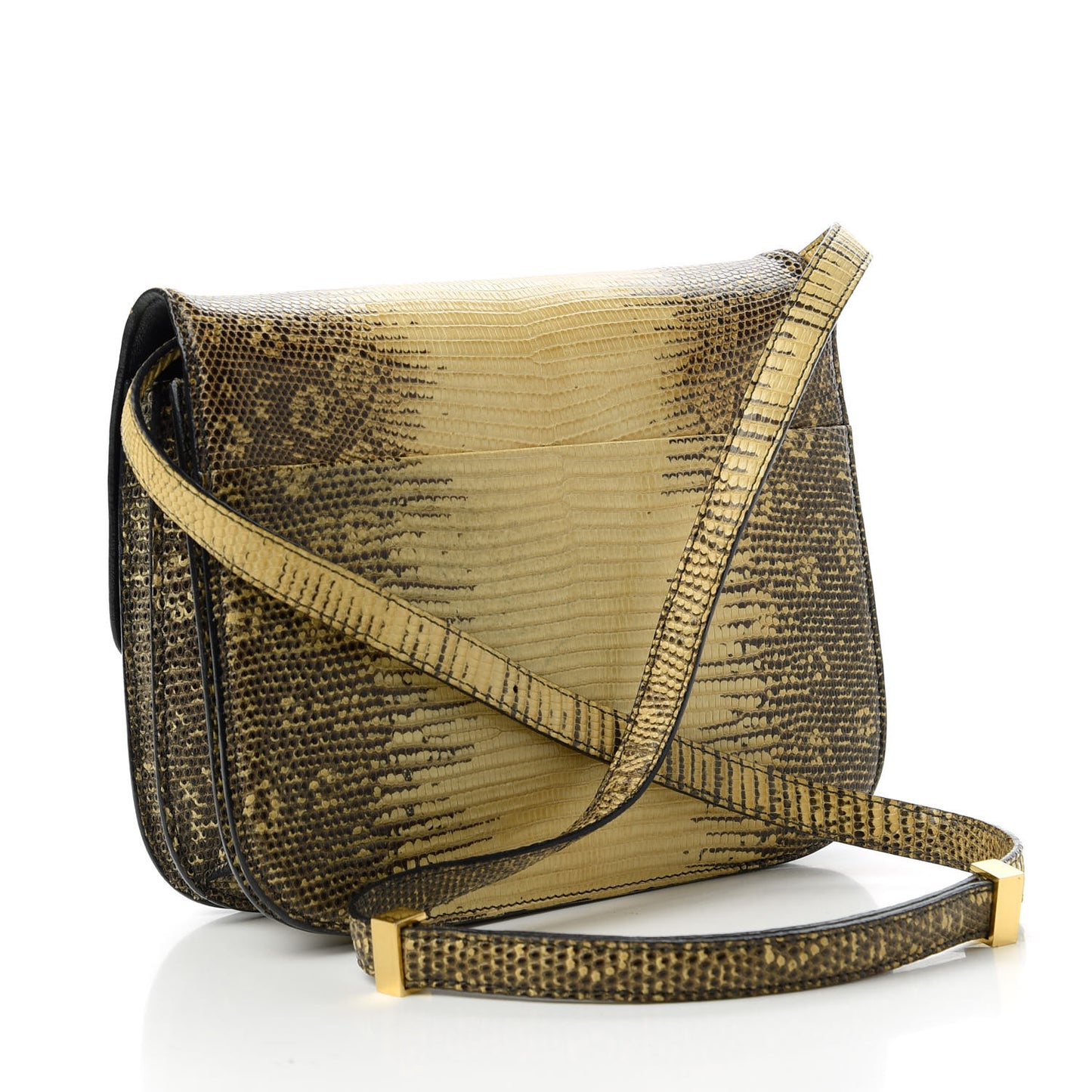 Lizard Medium Classic Box Flap Bag Natural