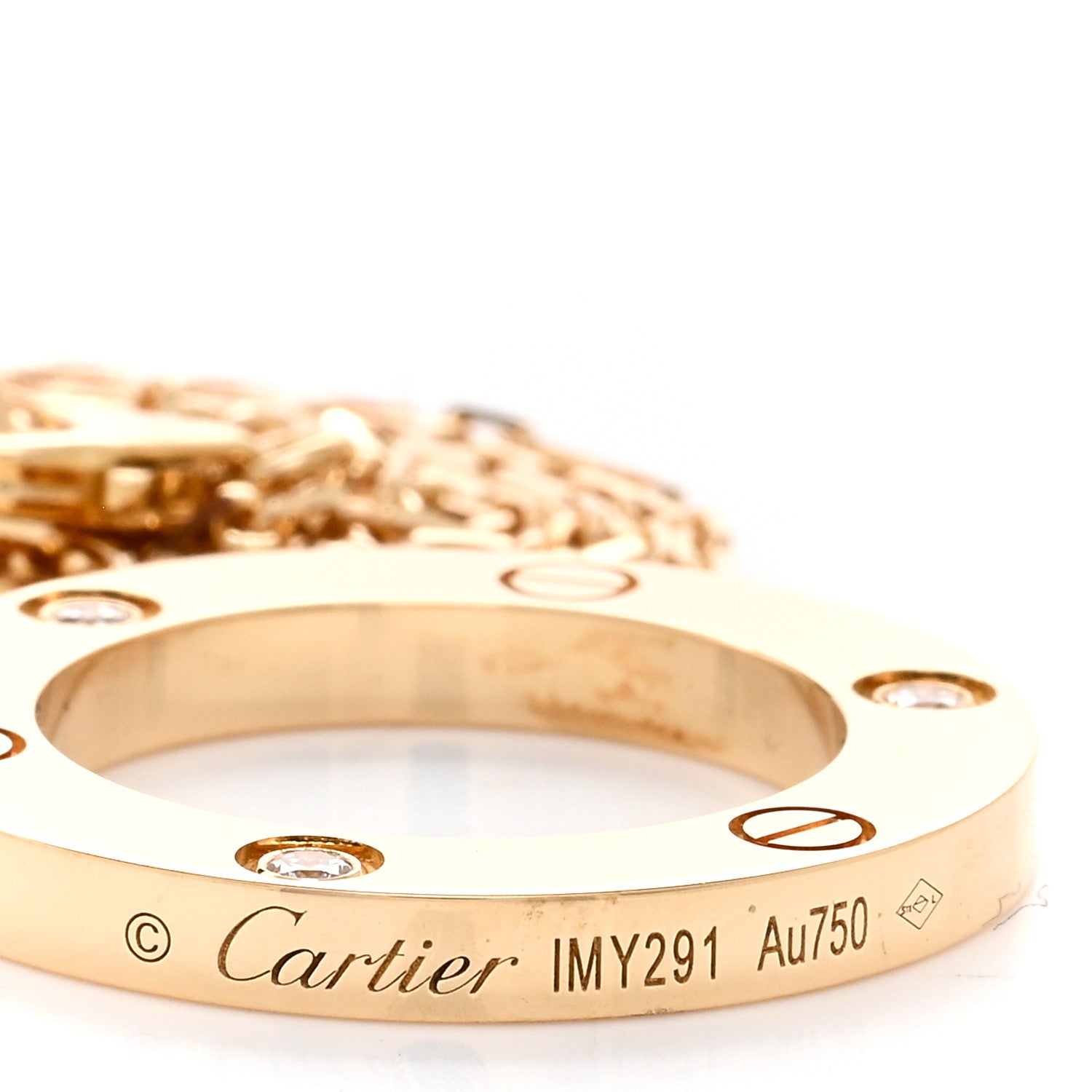 Cartier 18K Yellow Gold 3 Diamonds LOVE Pendant Necklace 4 of 5