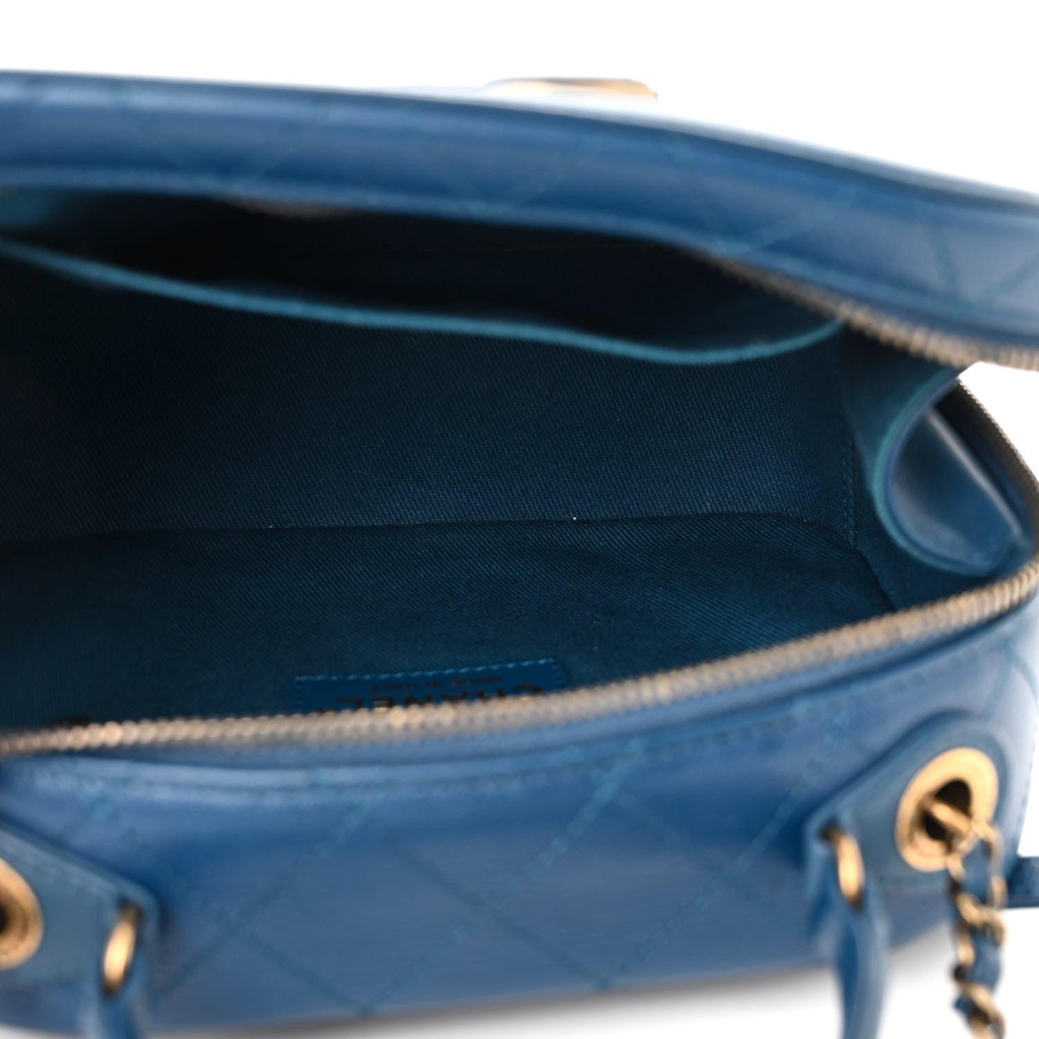 Chanel Shiny Calfskin Goatskin Quilted Small Coco Curve Vanity Blue 5 of 10