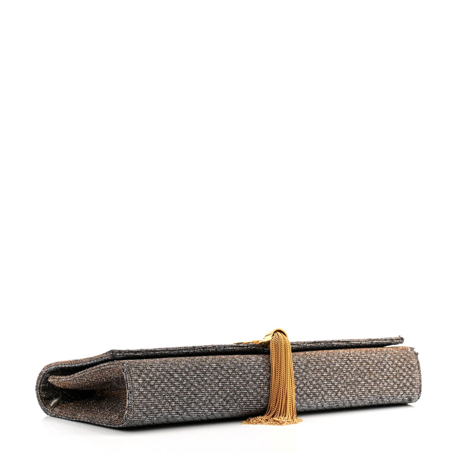 Metallic Canvas Woven Classic Monogram Kate Tassel Clutch Ciad Argento