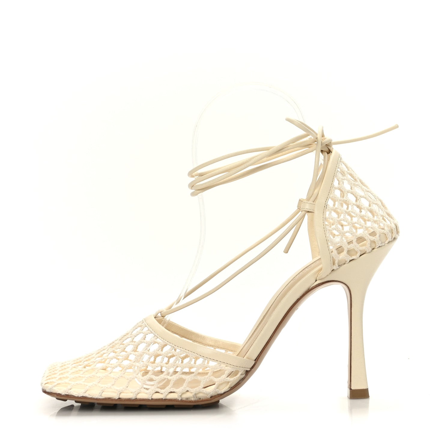 Mesh Nappa Stretch Ankle Tie Sandals 40 Toile