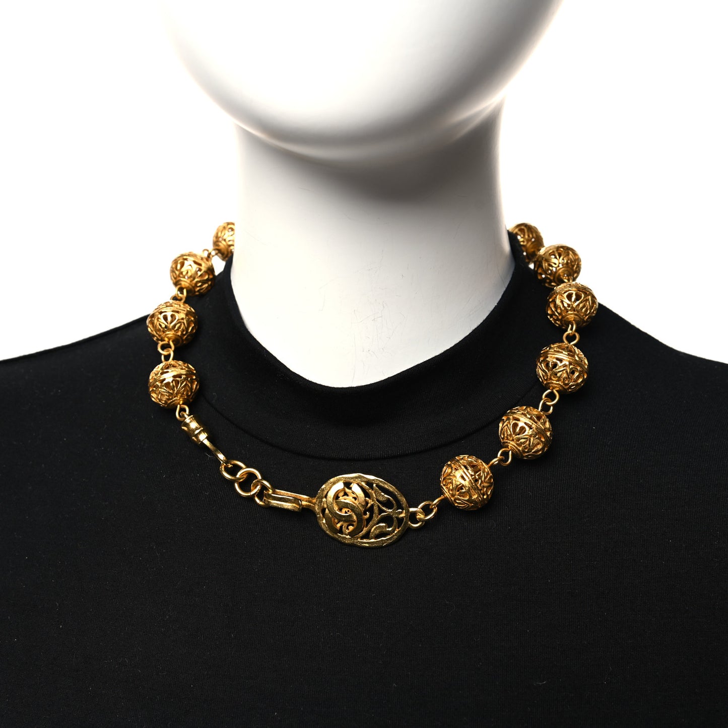 Metal CC Ball Chain Necklace Gold