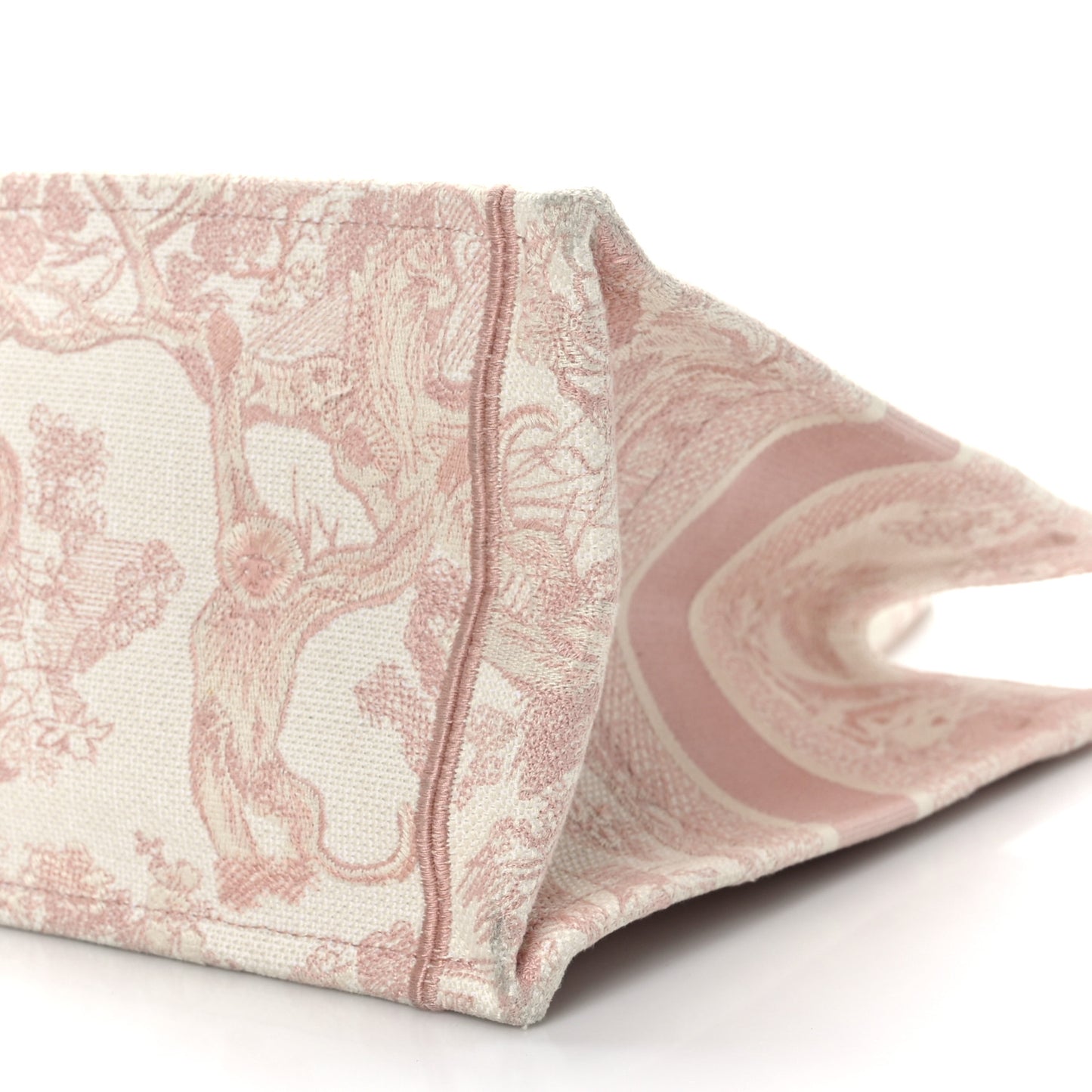 Canvas Toile De Jouy Embroidered Medium Book Tote Pink