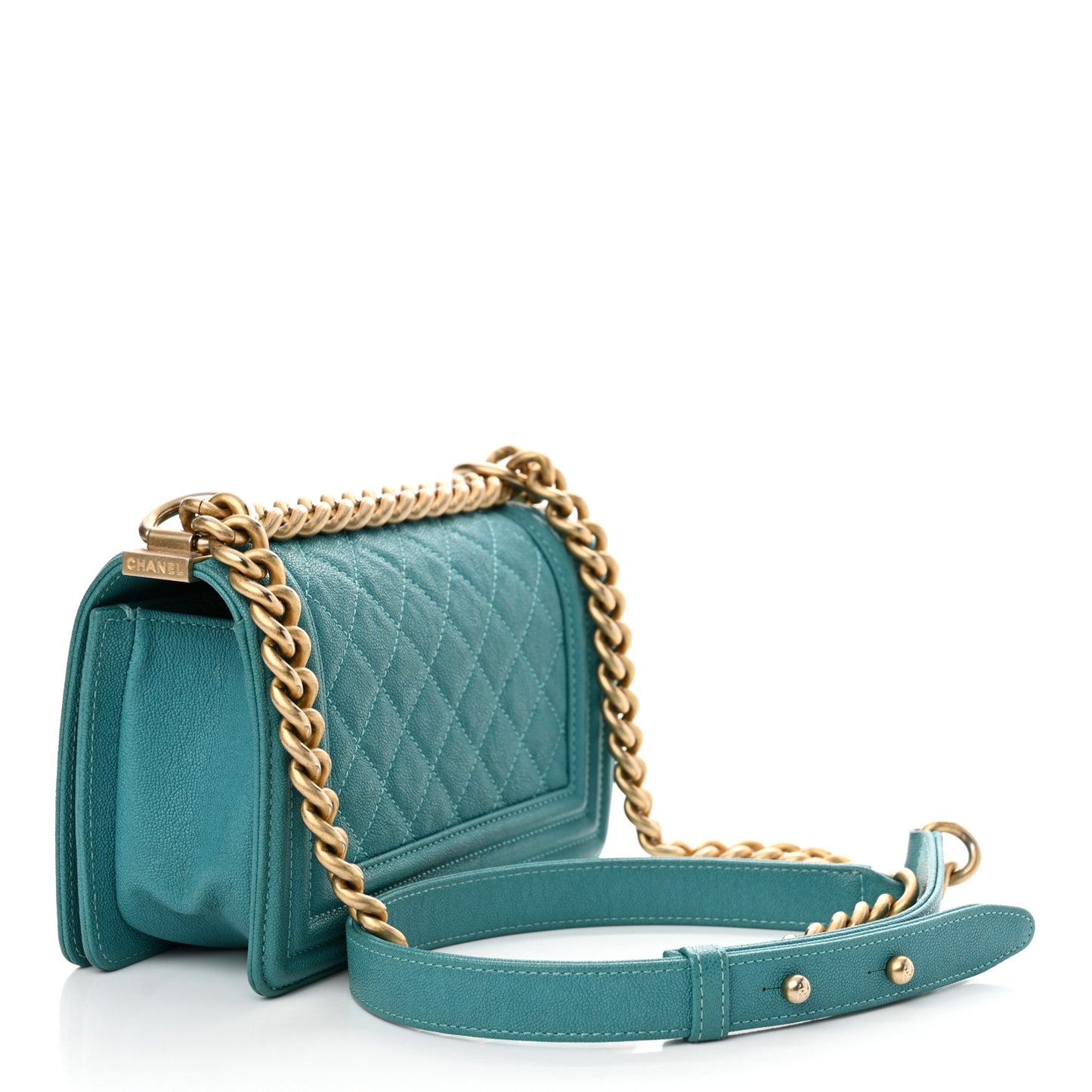 Caviar Quilted Small Boy Flap Green