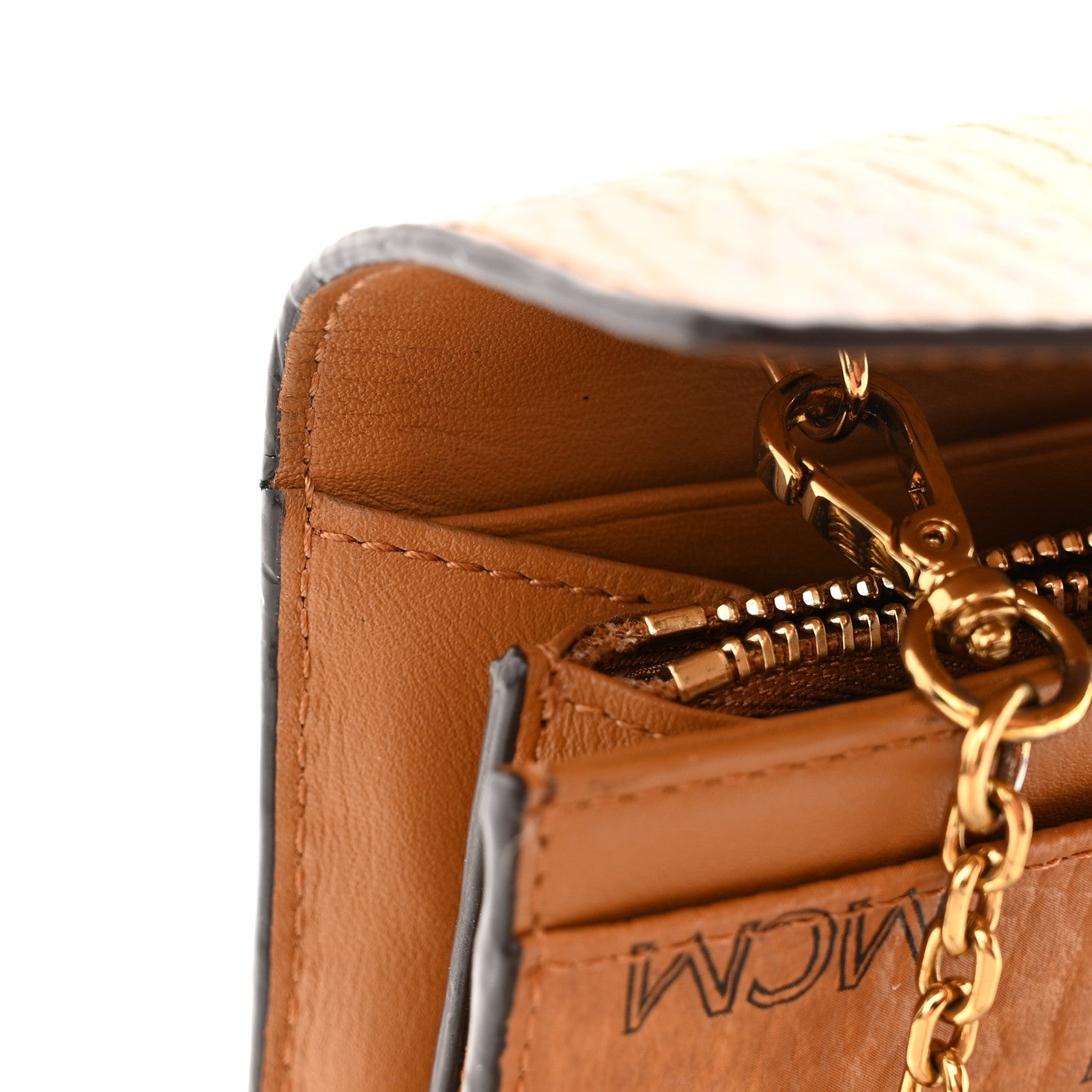 MCM Visetos Large Patricia Wallet On Chain Cognac 14 of 15