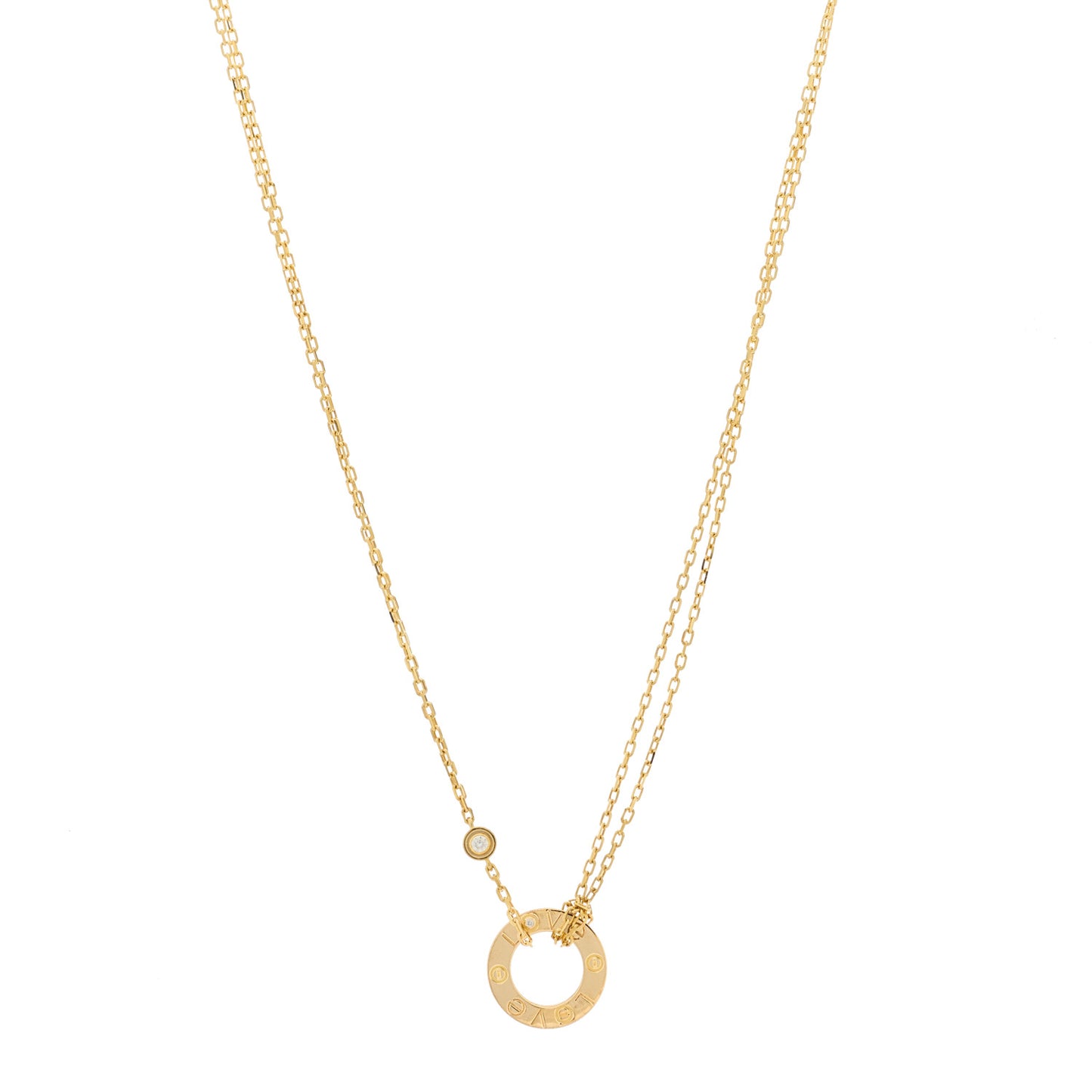18K Yellow Gold 2 Diamond LOVE Necklace