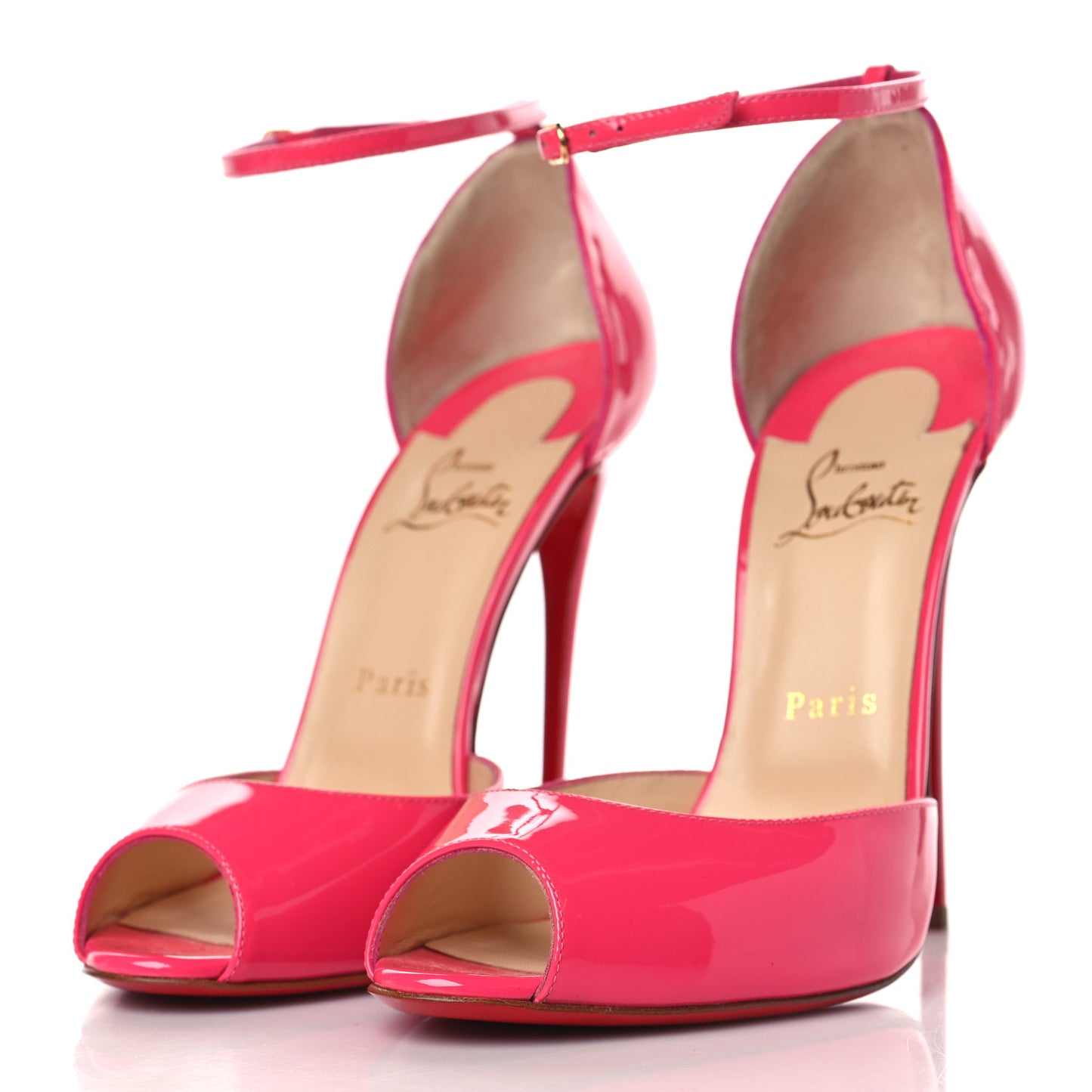 Patent Ankle Strap Sandals 40 Pink