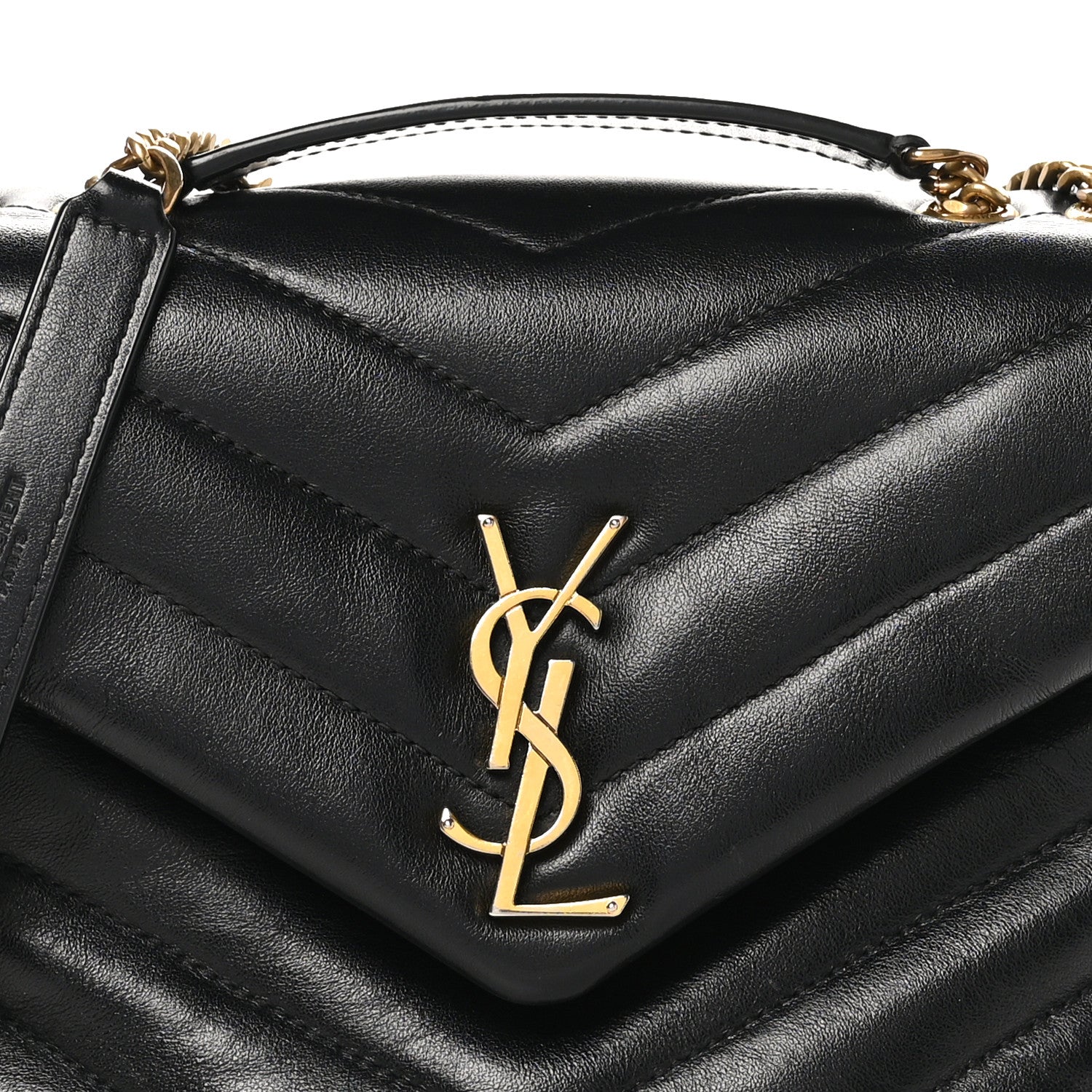 Saint Laurent Calfskin Y Quilted Monogram Small Loulou Chain Satchel Black 9 of 11