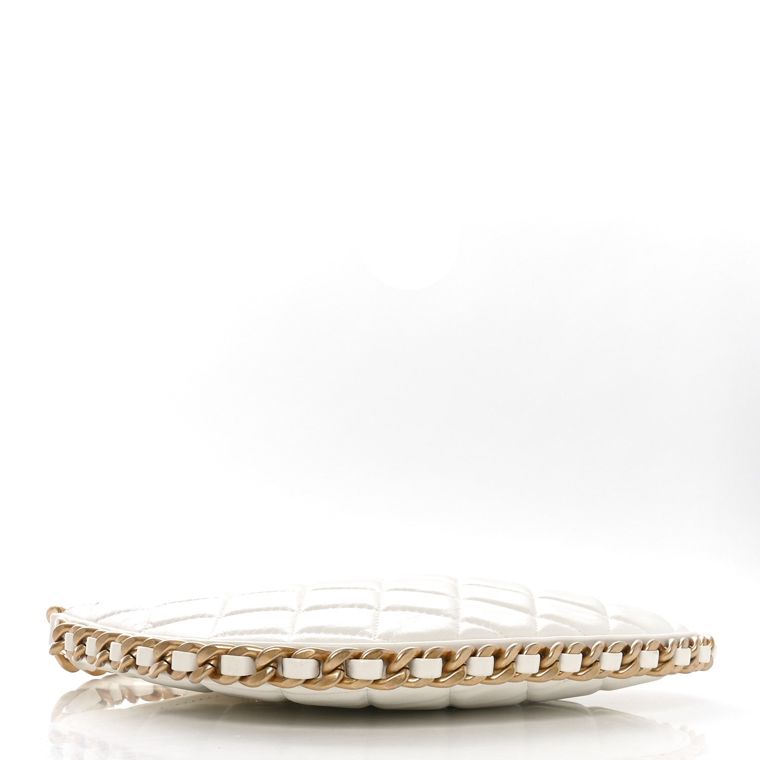 Chanel Shiny Crumpled Lambskin Quilted Chain Around Hobo White 4 of 10