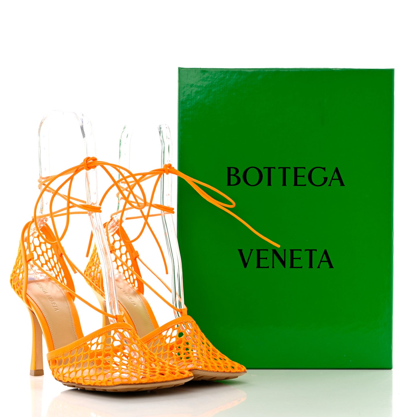Mesh Nappa Stretch Ankle Tie Sandals 39 Tangerine