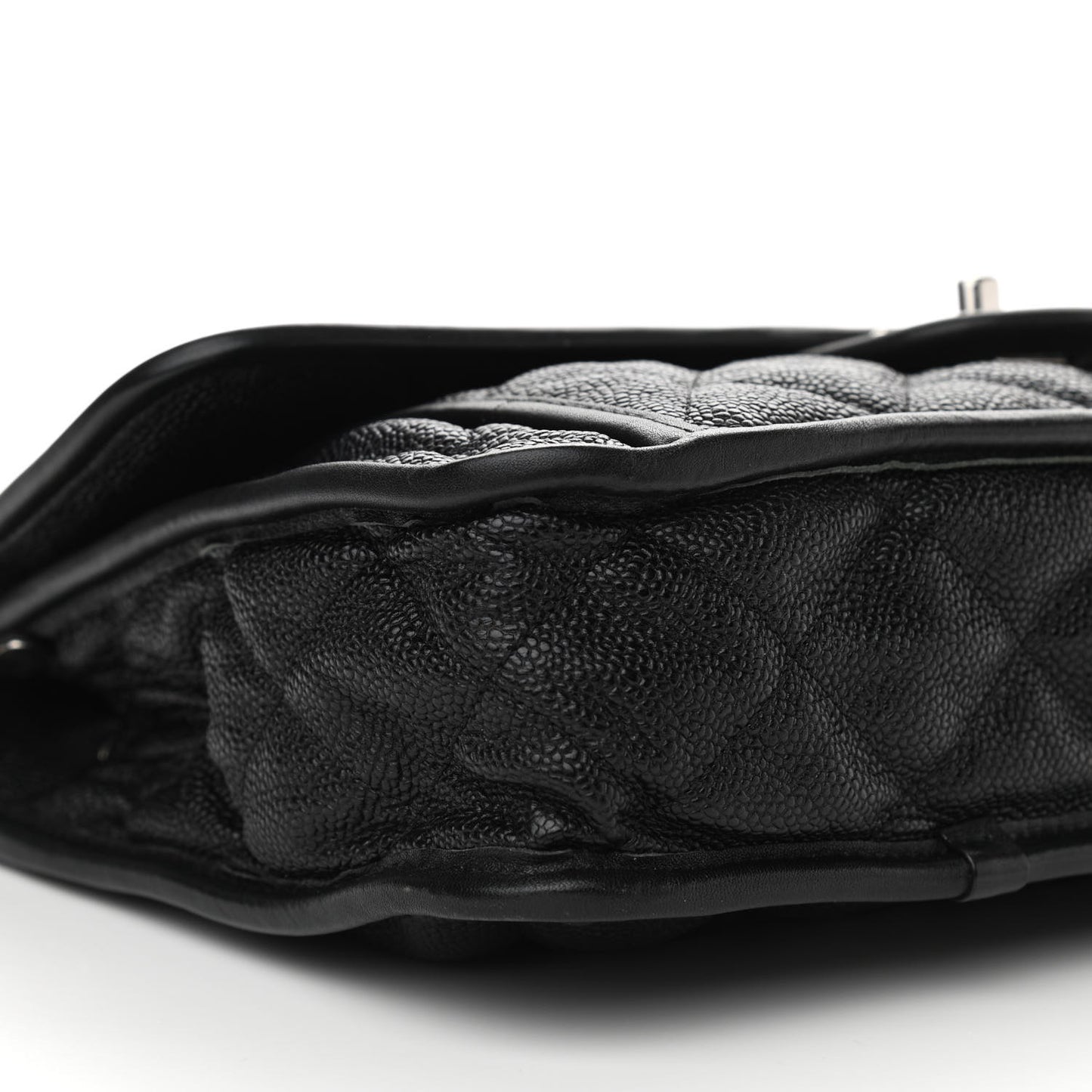 Caviar Quilted Large French Riviera Flap Black