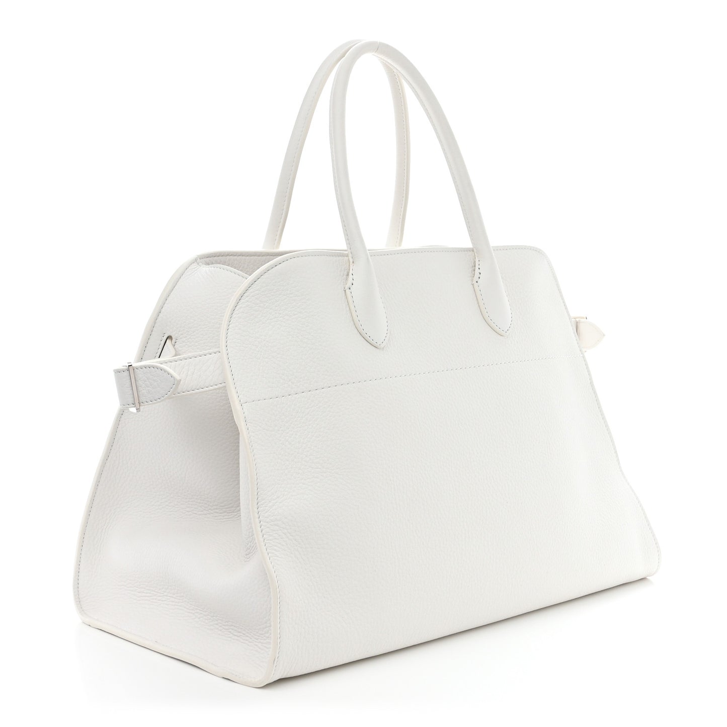 Matte Grained Calfskin Soft Margaux 15 White