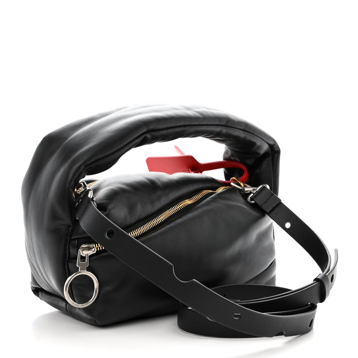 Calfskin Puffy Pump Pouch Crossbody Bag Black