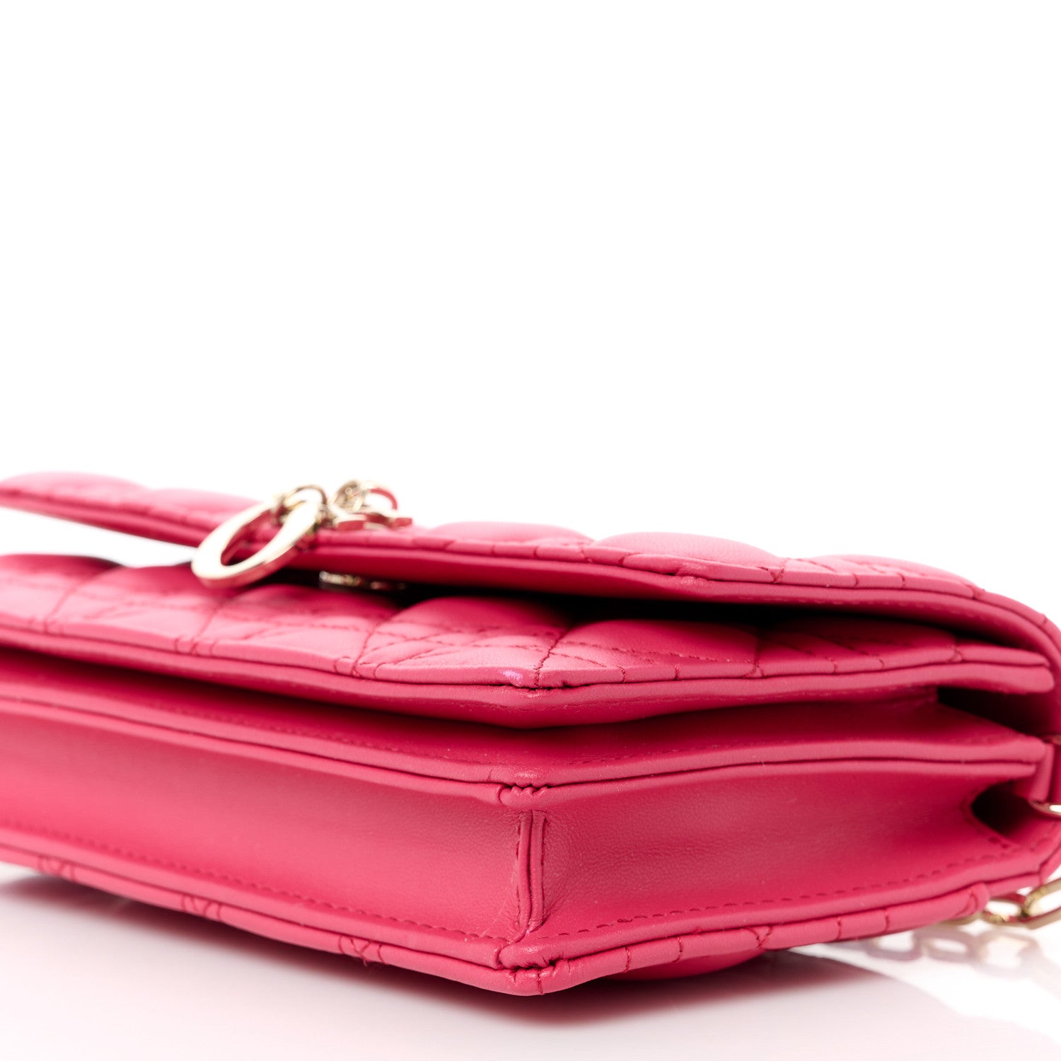 Christian Dior Lambskin Cannage Mini My Dior Top Handle Clutch Dark Pink 10 of 10