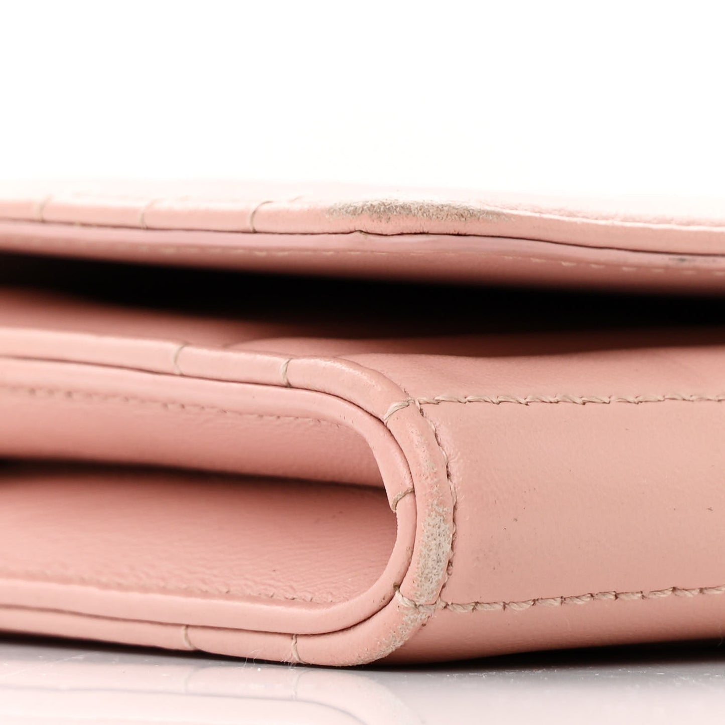 Lambskin Quilted Lola Chain Wallet Blush Pink