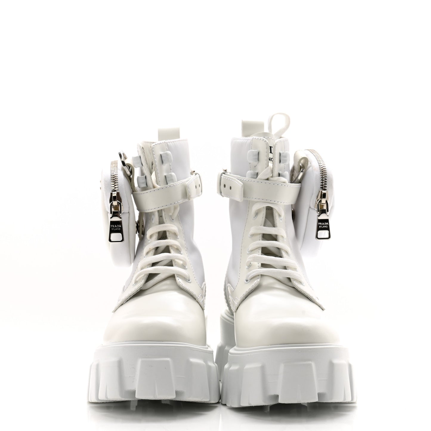 Spazzolato Rois Re-Nylon Metal Triangle Logo Monolith Pouch Pocket 60mm Combat Boots 35.5 White