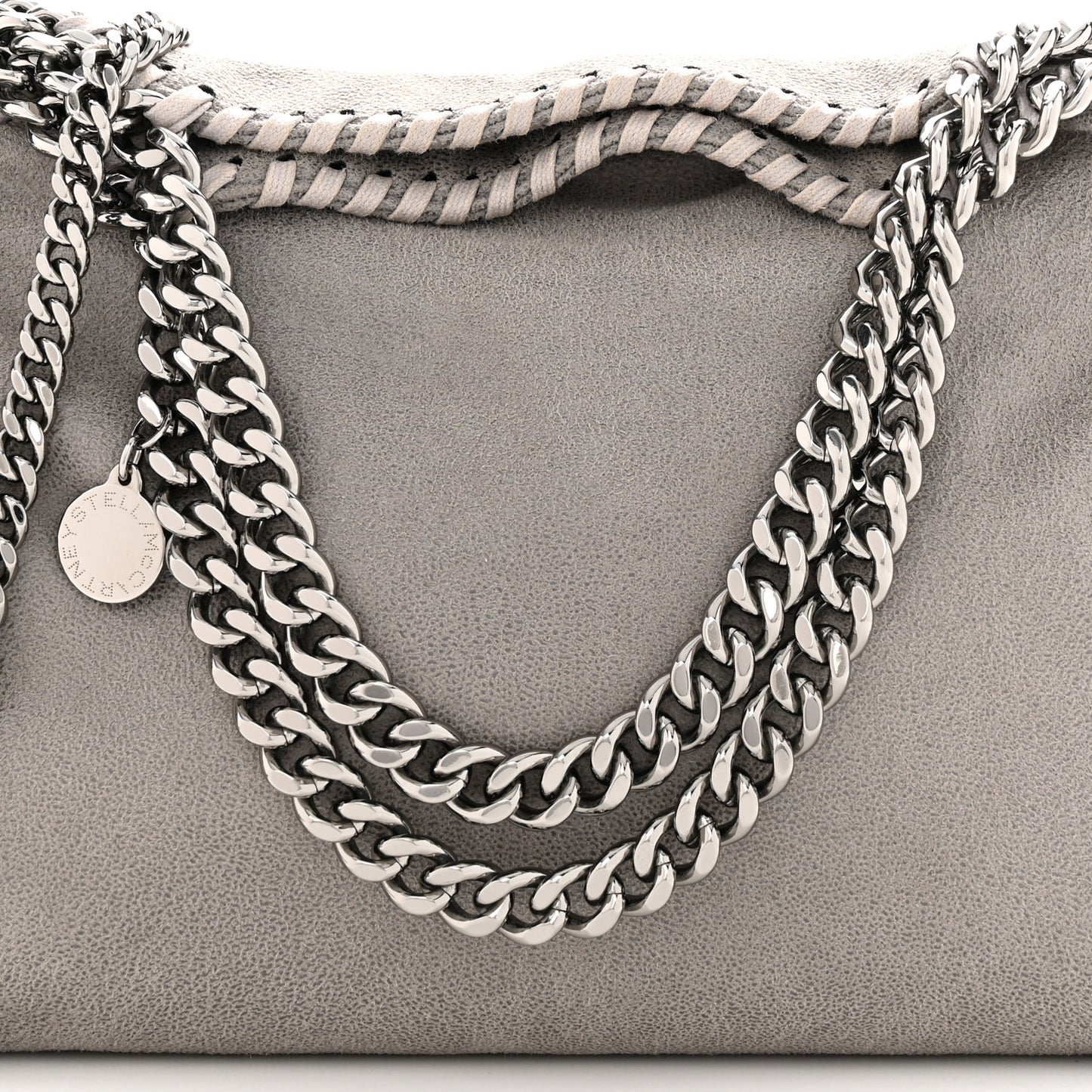 Shaggy Deer Mini Falabella Fold Over Tote Light Grey