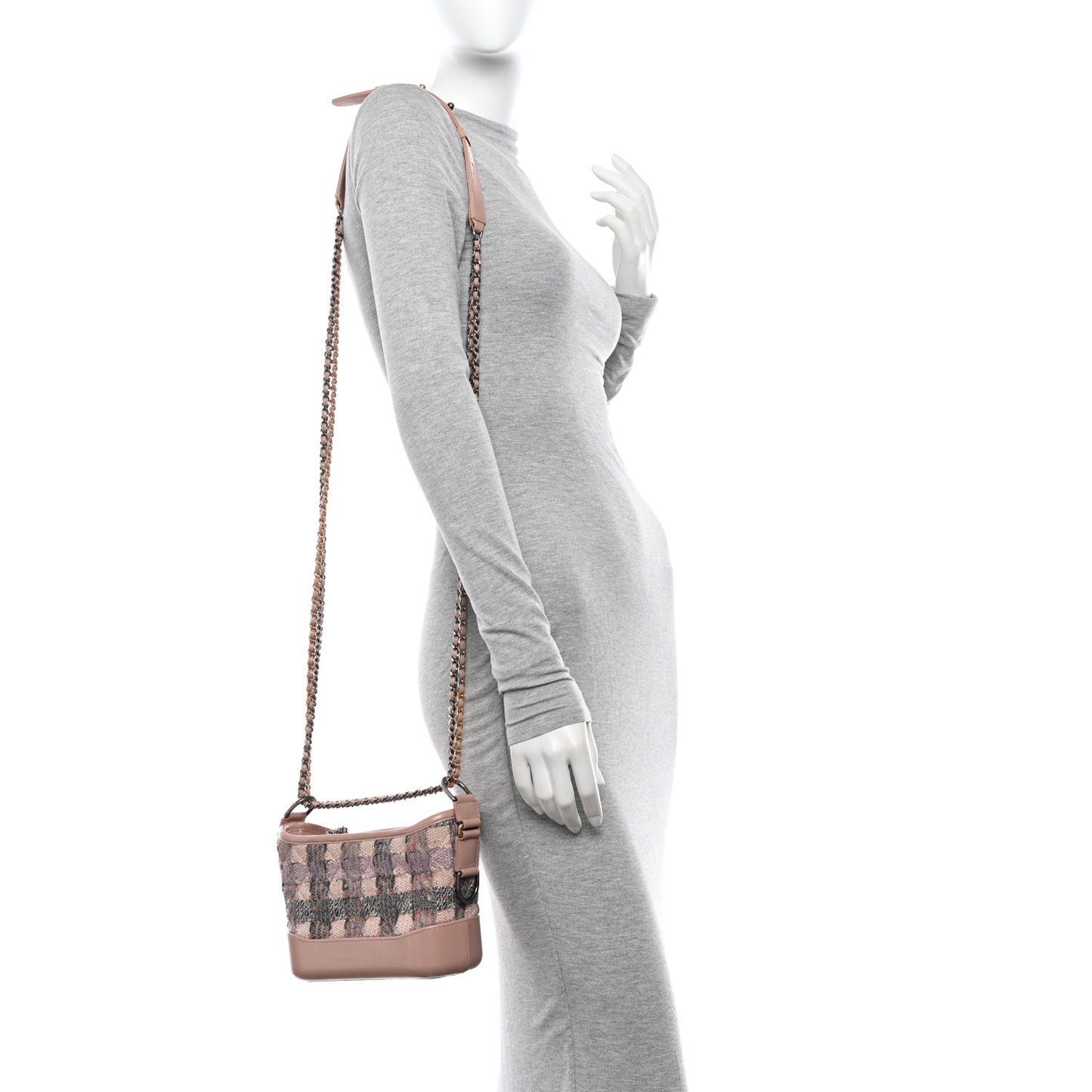 Tweed Calfskin Small Gabrielle Hobo Light Pink