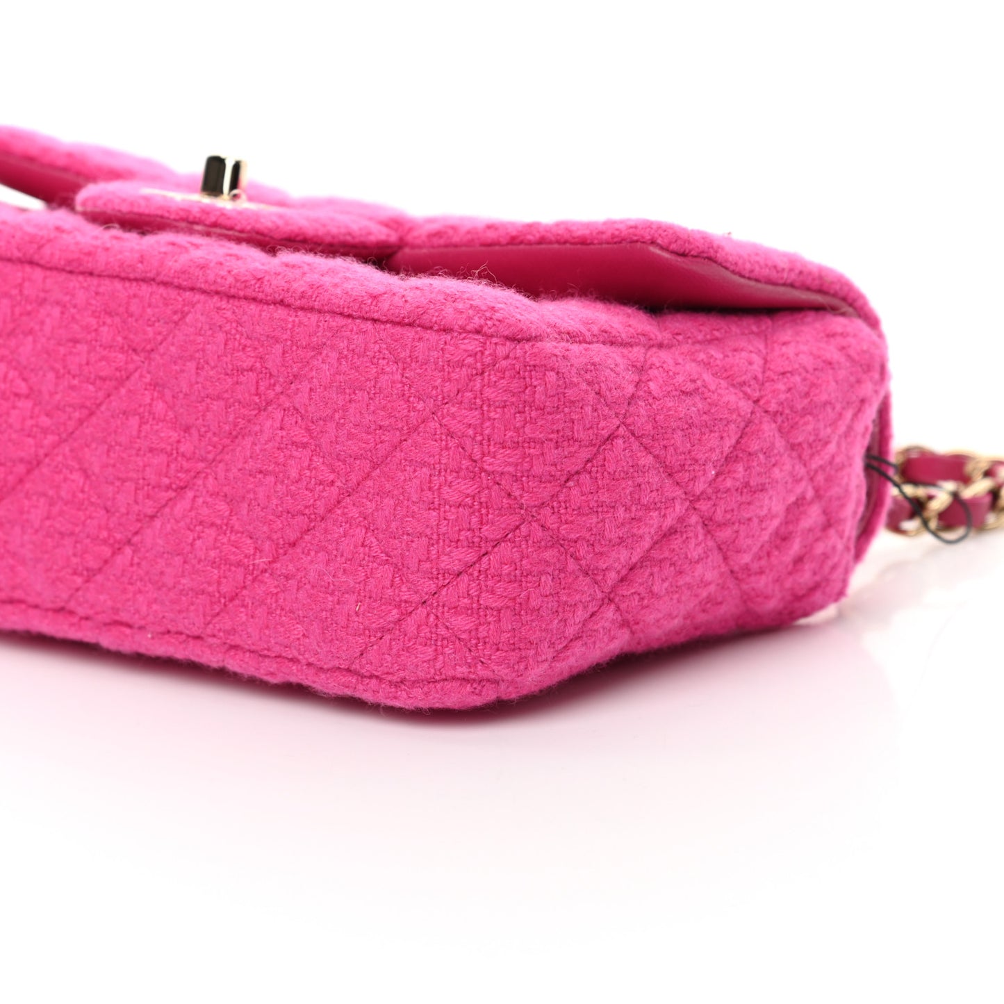 Cashmere Tweed Quilted Mini Rectangular Flap Fuchsia