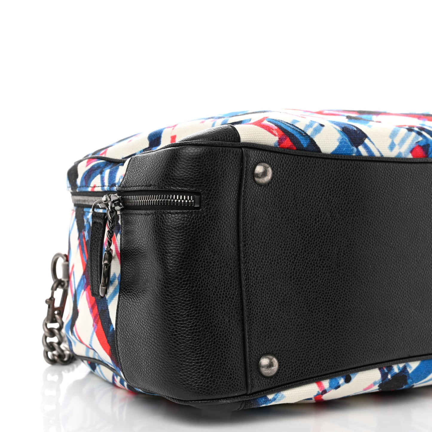 Caviar Printed Canvas Bowling Bag White Red Blue Black