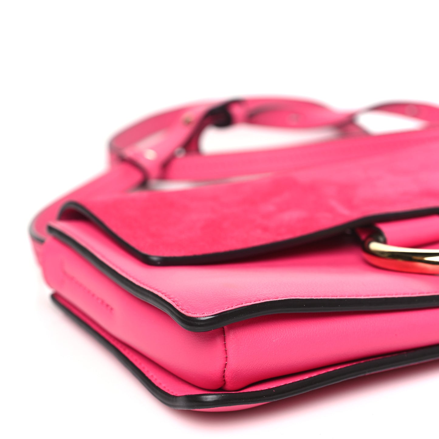Suede Calfskin Small Faye Shoulder Bag Fuchsia Rose