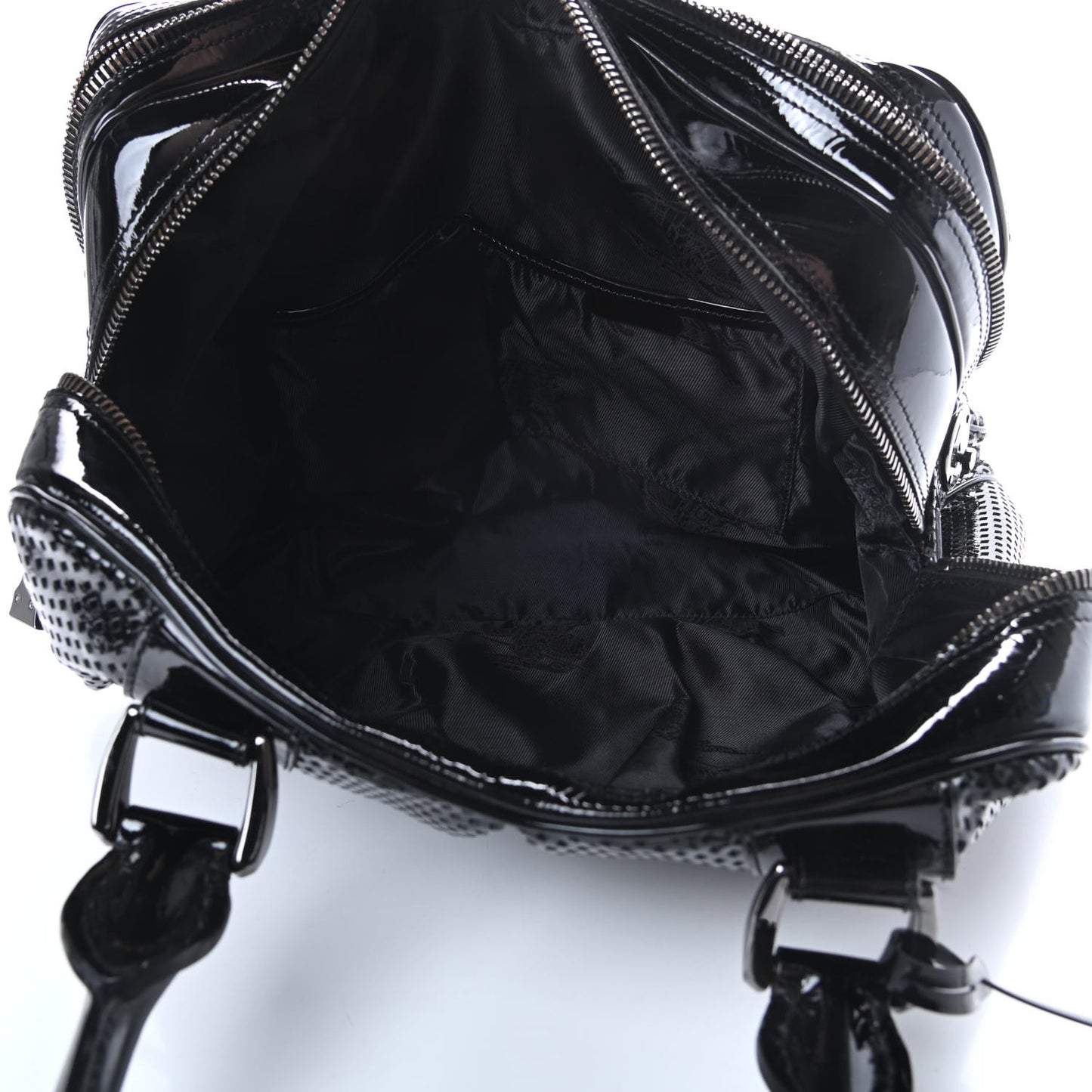 Prorsum Perforated Patent Calfskin Knight Satchel Black