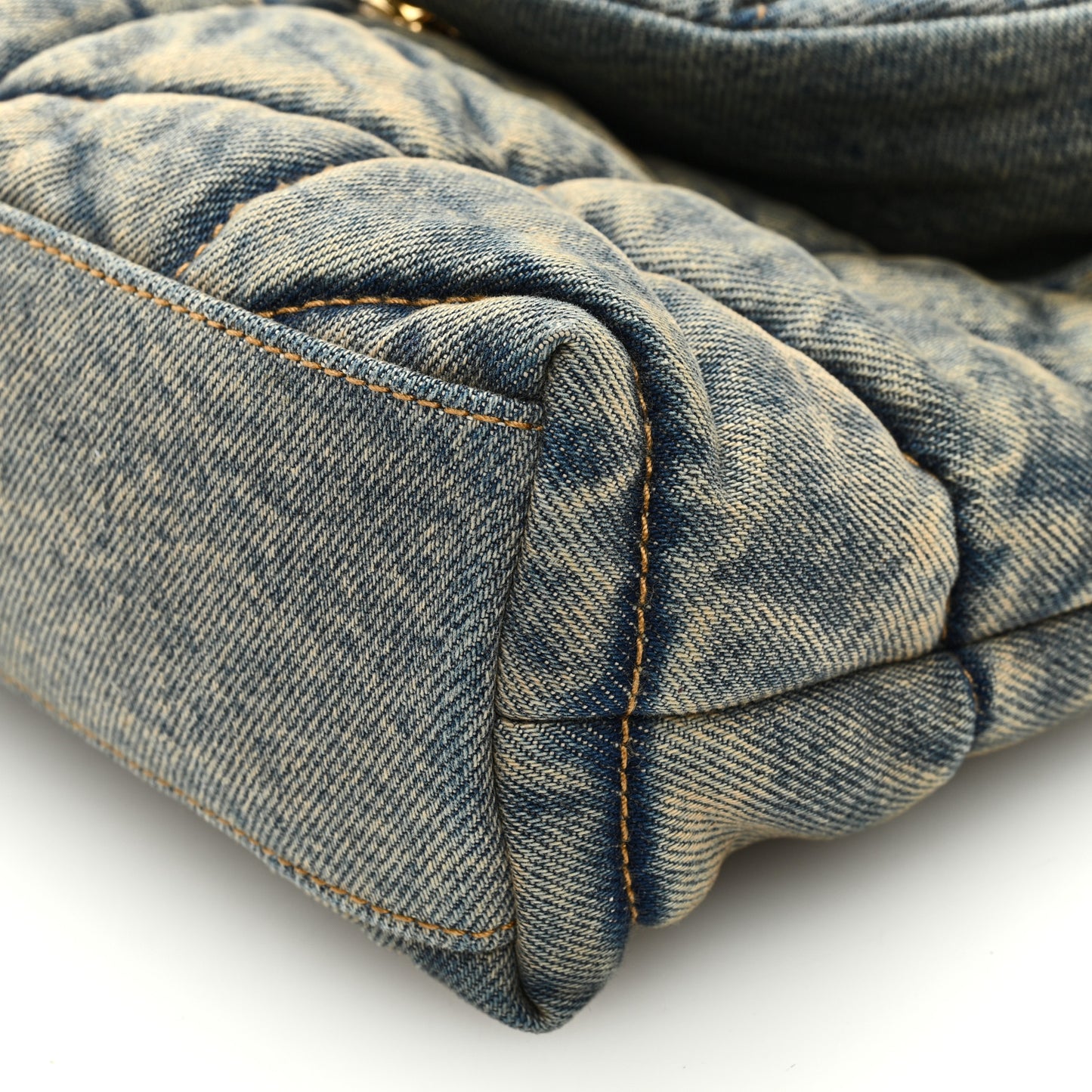 Denim Quilted Toy Loulou Puffer Monogram Chain Satchel Blue Cinnamon