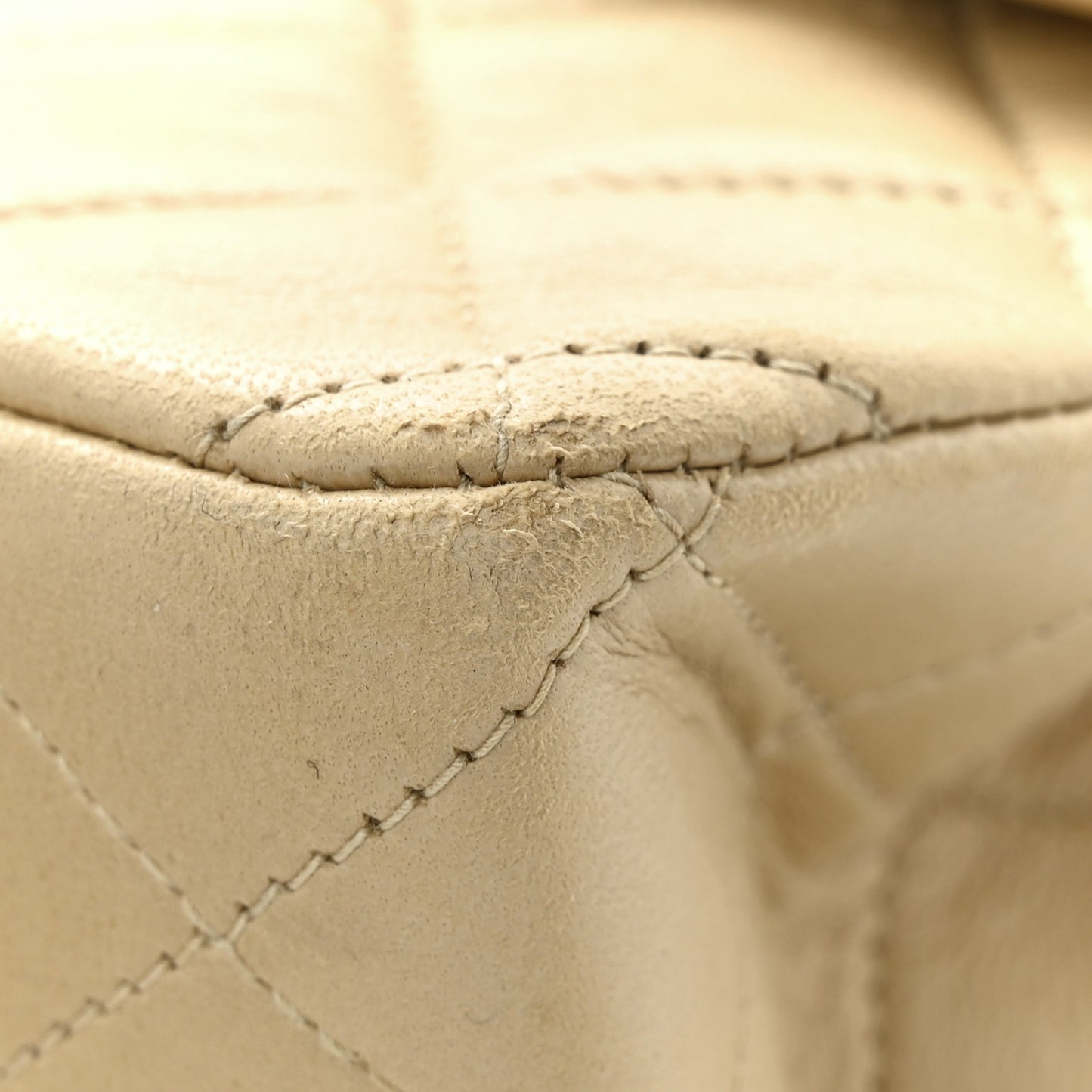 Lambskin Quilted Medium Double Flap Beige