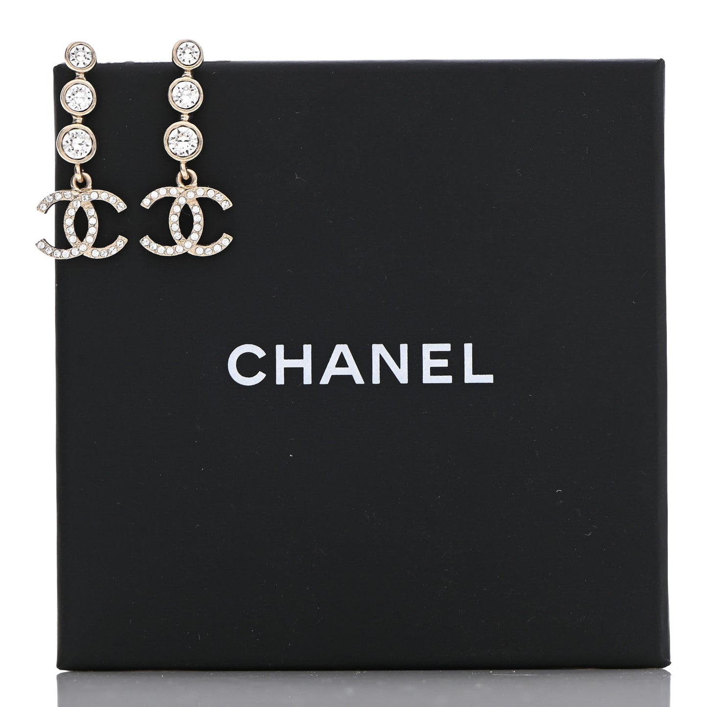 Crystal CC Drop Earrings Gold