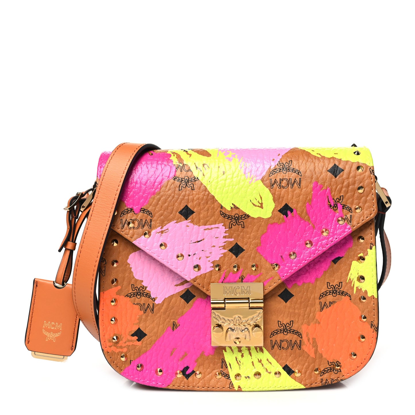 Visetos Patricia Crossbody Upcycling Bag Cognac Multicolor