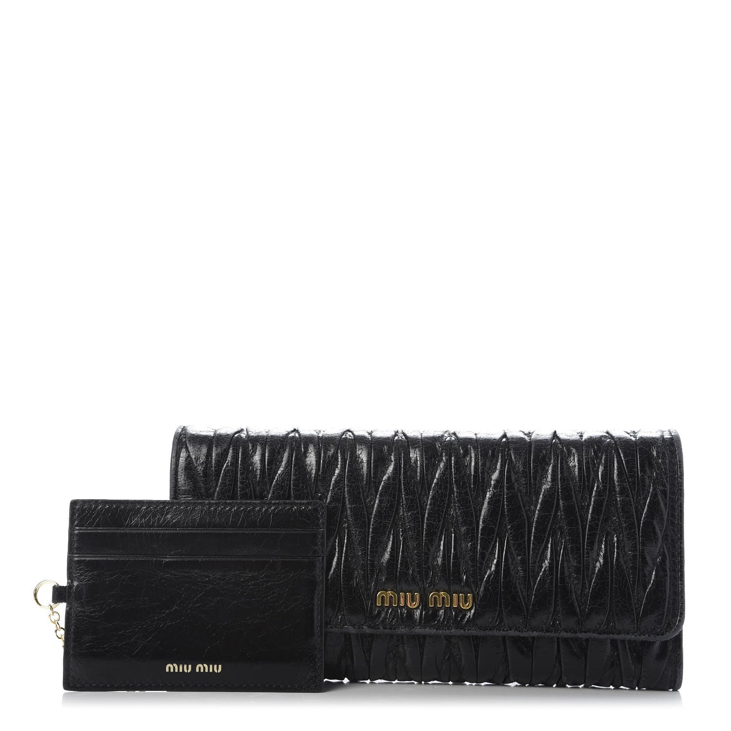 Miu Miu Nappa Matelasse Flap Wallet Black 1 of 10
