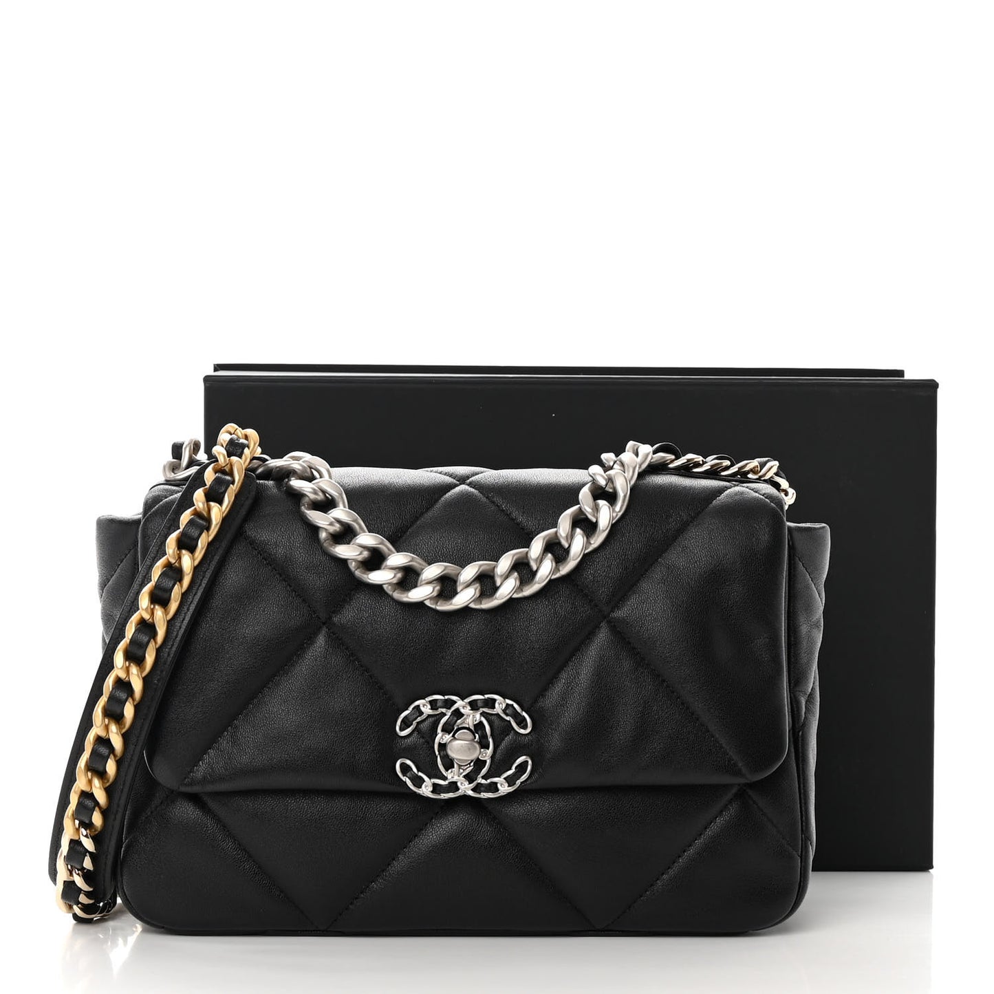 Lambskin Quilted Medium Chanel 19 Flap Black