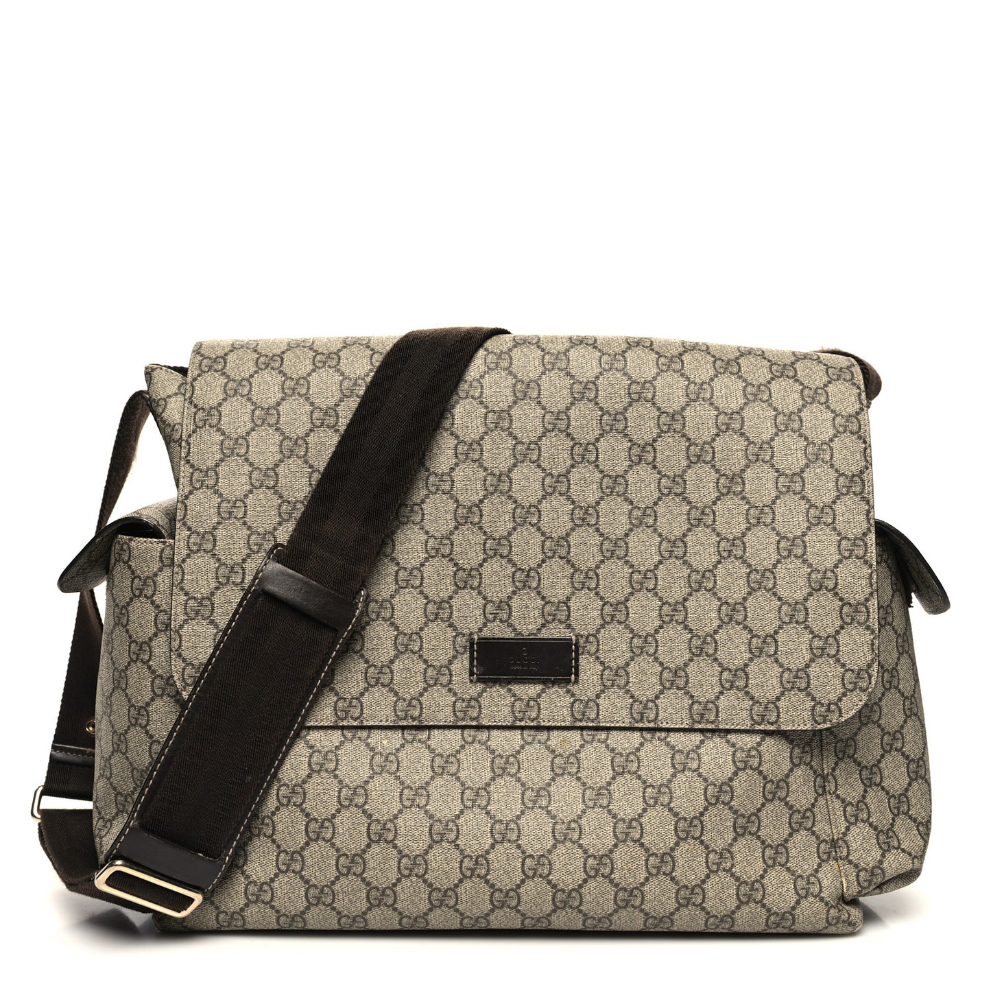 GG Plus Monogram Messenger Diaper Bag Dark Brown