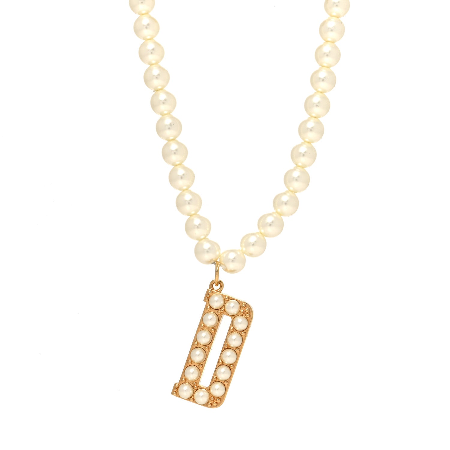 Christian Dior Pearl D Layered Necklace Gold 1 of 5