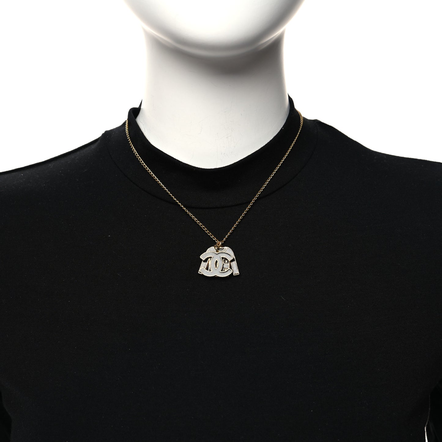 Enamel CC Jacket Necklace Black Gold