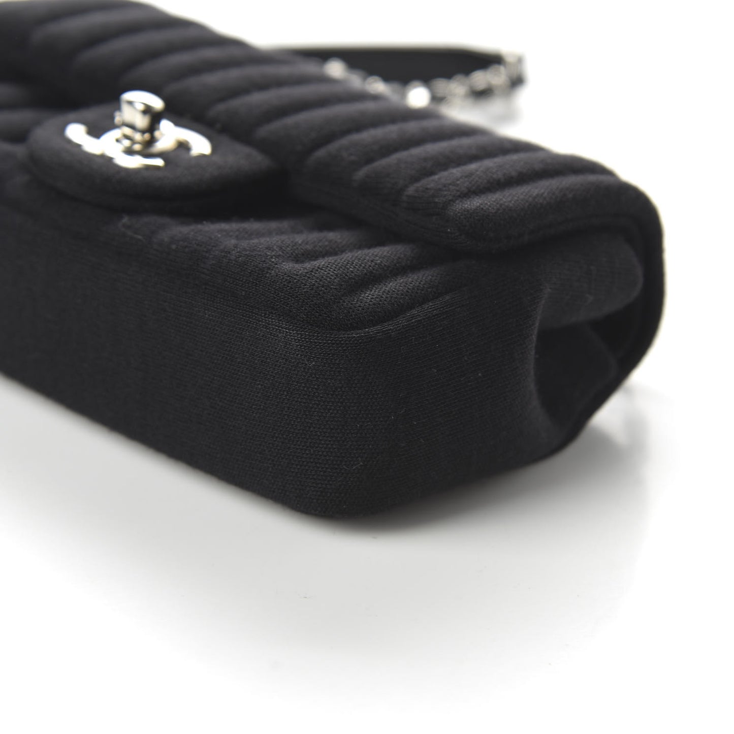 Jersey Vertical Quilted Mini Flap Black