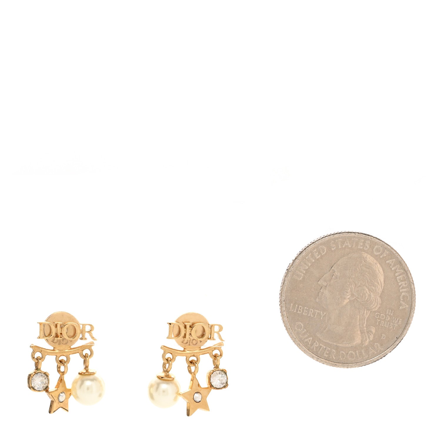 Christian Dior Pearl Crystal Dio(r)evolution Star Earrings Gold 2 of 5