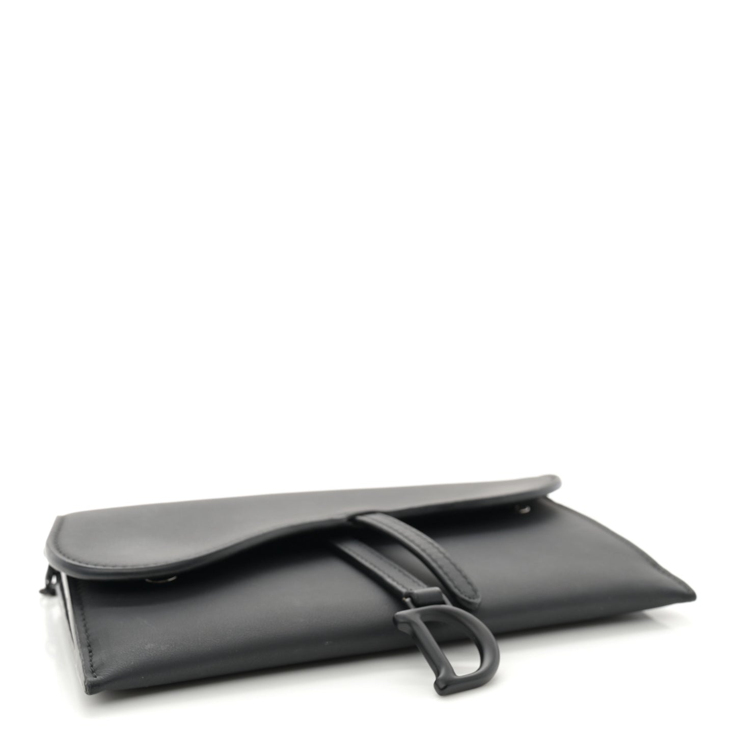 Ultra Matte Calfskin Saddle Chain Wallet Pouch Black