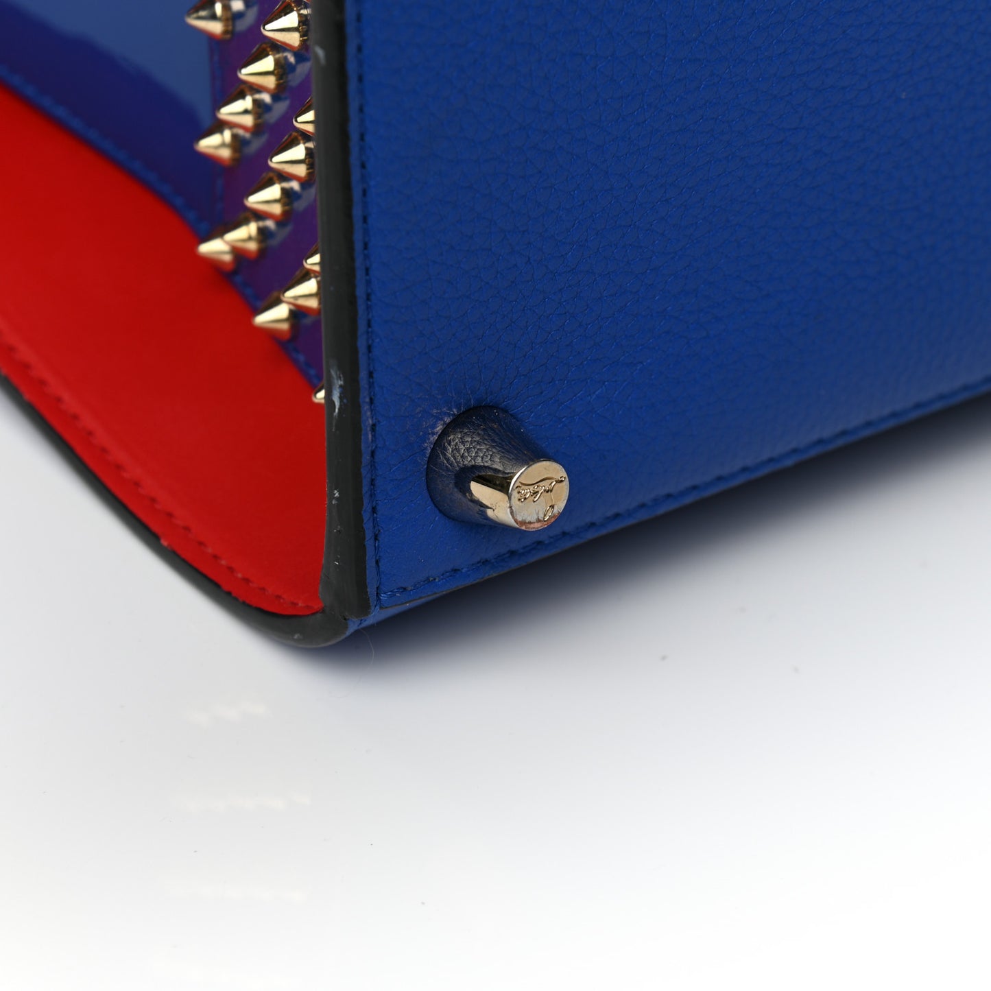 Calfskin Patent Studded Large Paloma Blue